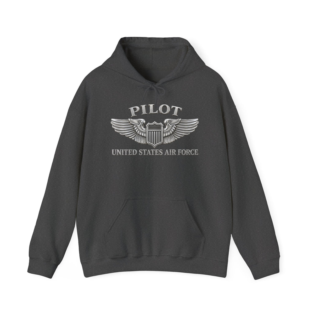 Unisex Heavy Blend Hooded Sweatshirt - USAF - Basic Pilot Badge - United States Air Force - 3D - Enhanced