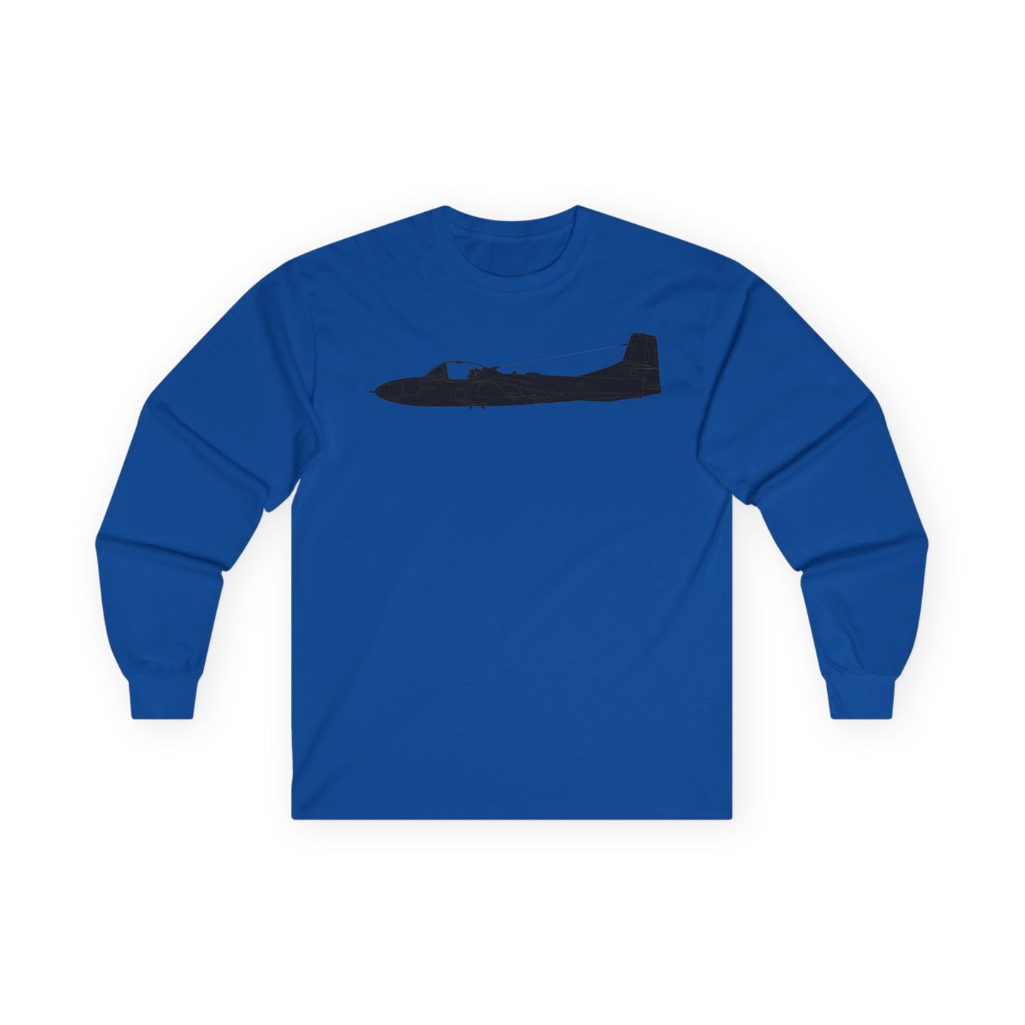 Unisex Ultra Cotton Long Sleeve Tee - Aircraft - T-37-Trainer - Side - Black - Metal X 300