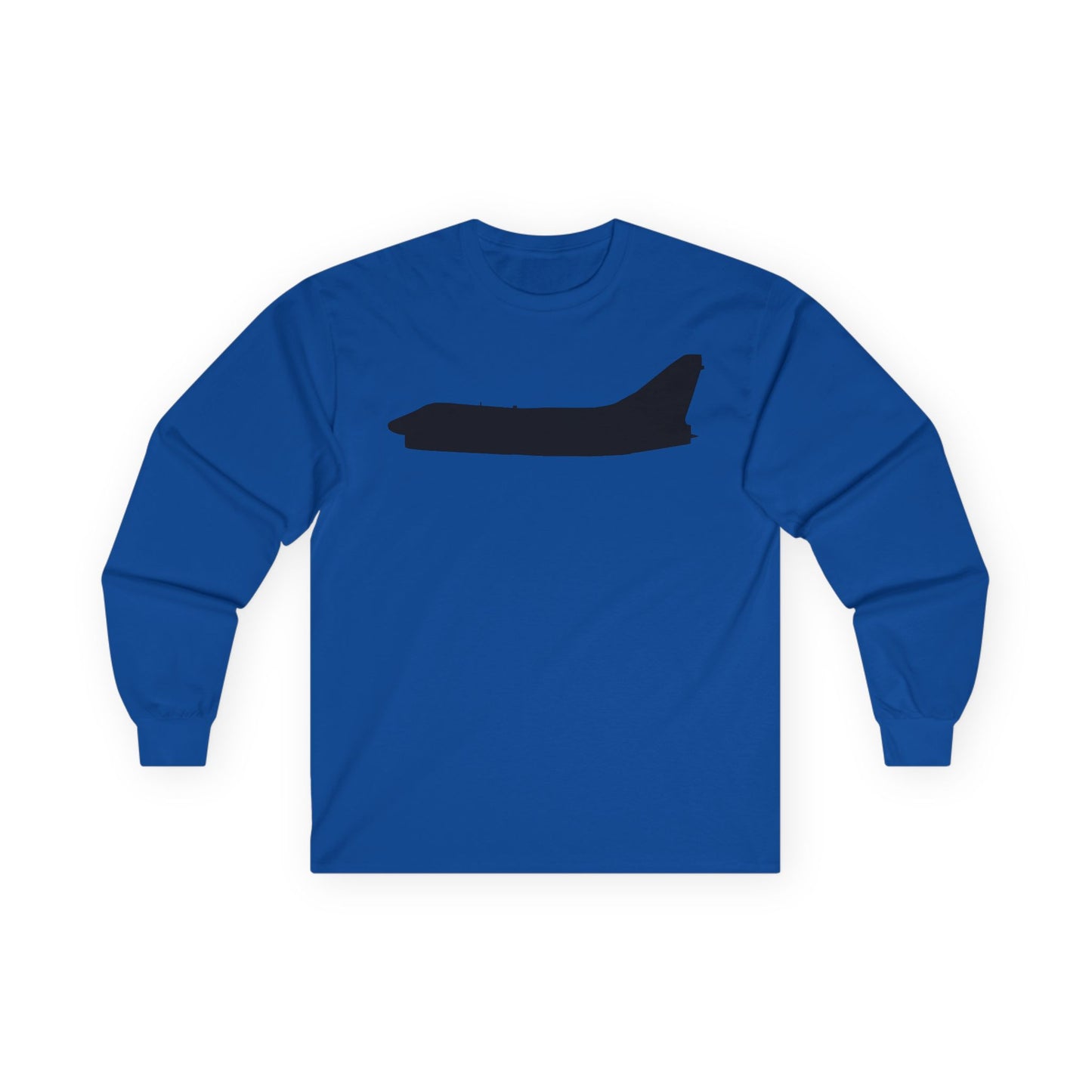 Unisex Ultra Cotton Long Sleeve Tee - Aircraft - Navy - A-7B Corsair II - Side - Silhouette X 300