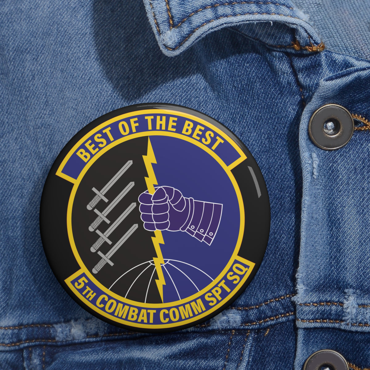 Custom Pin Button - USAF - 5th Combat Communications Support Sq wo txt X 300