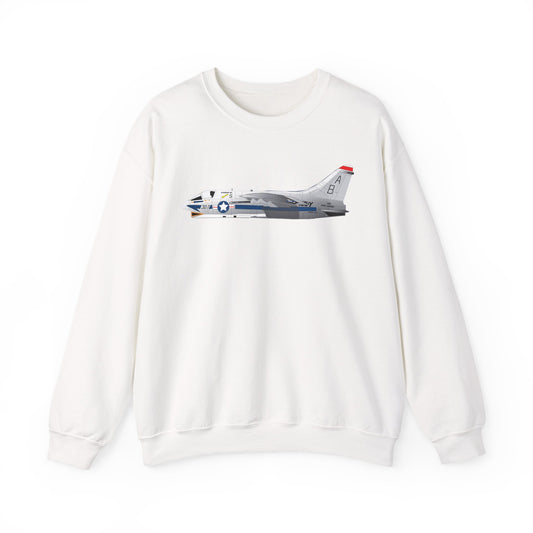 Crewneck Sweatshirt - Aircraft - Navy - A-7B Corsair II - Side X 300