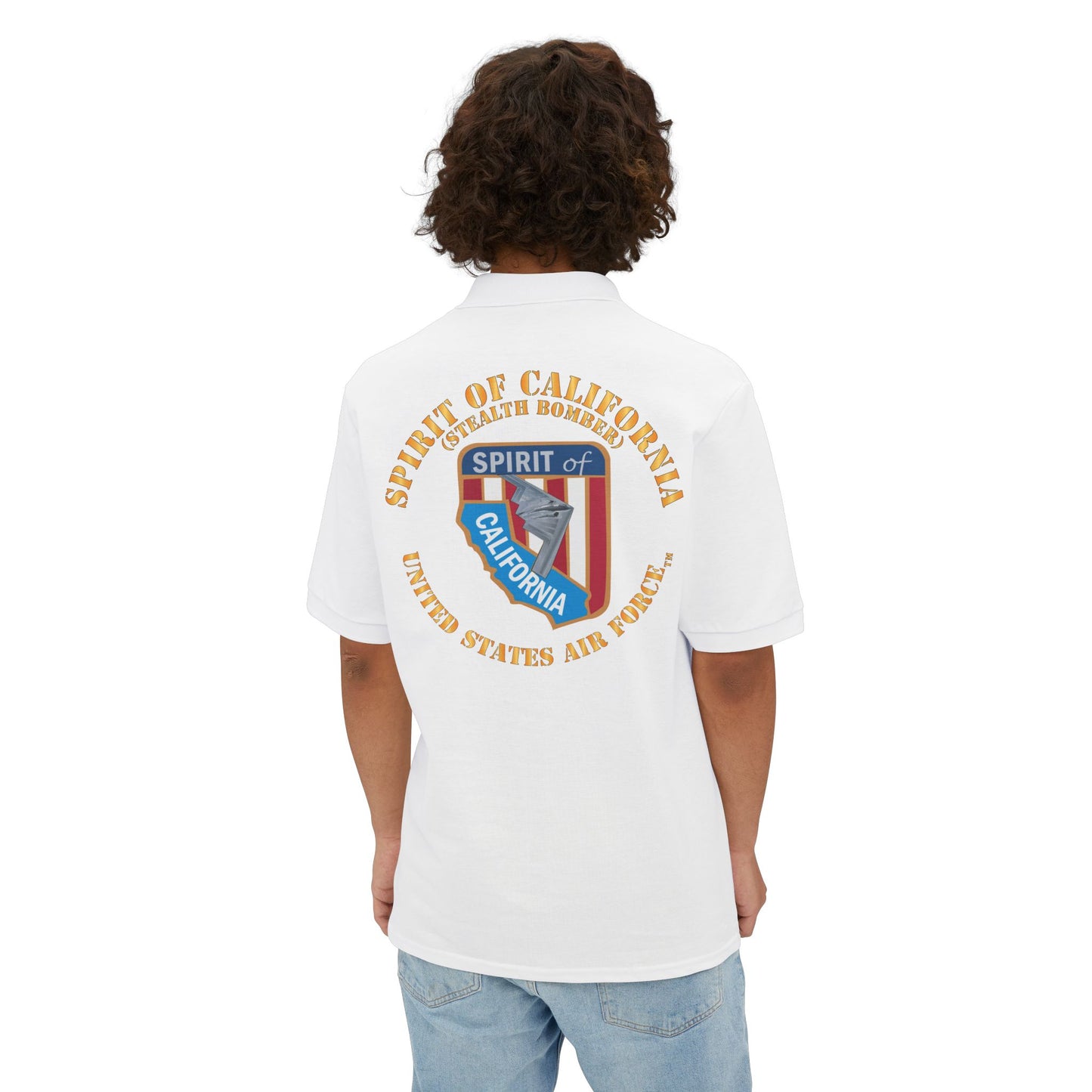 Men's Piqué Polo - USAF - B2 - Spirit of California - Stealth Bomber X 300