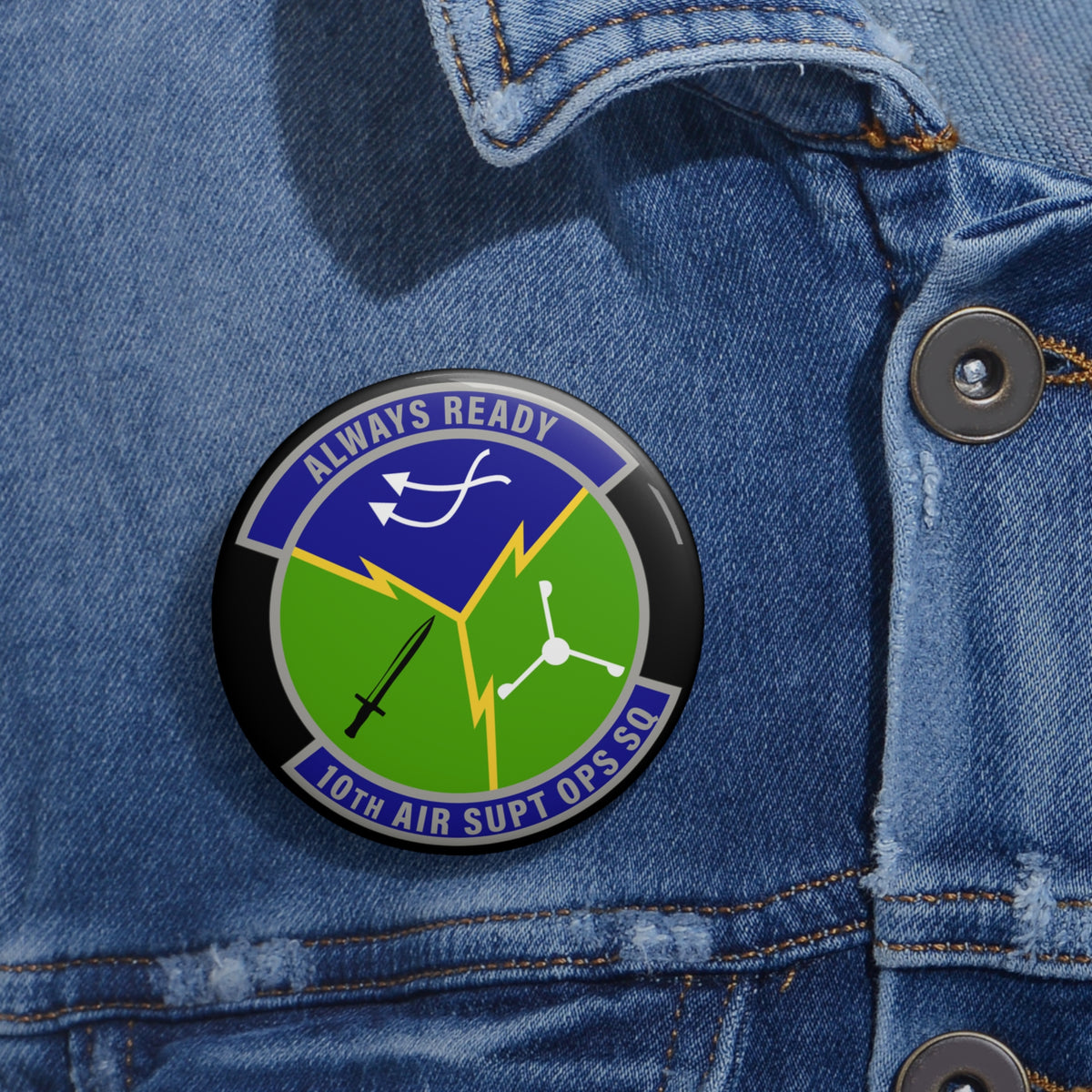 Custom Pin Button - USAF - 10th Air Support Operations Squadron wo txt