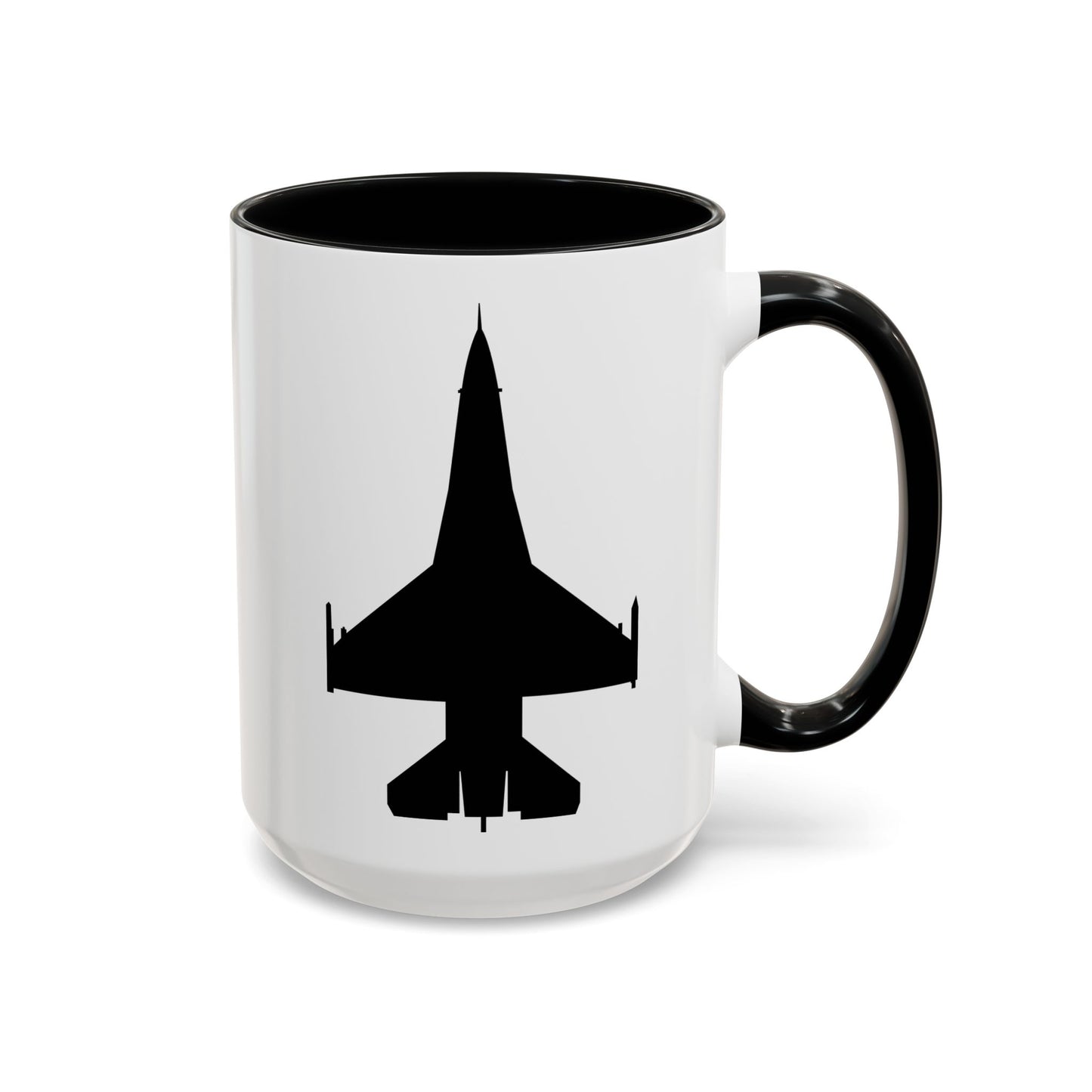 Accent Coffee Mug (11oz & 15oz) - Aircraft - F-16 -Top - Black wo Txt X 300