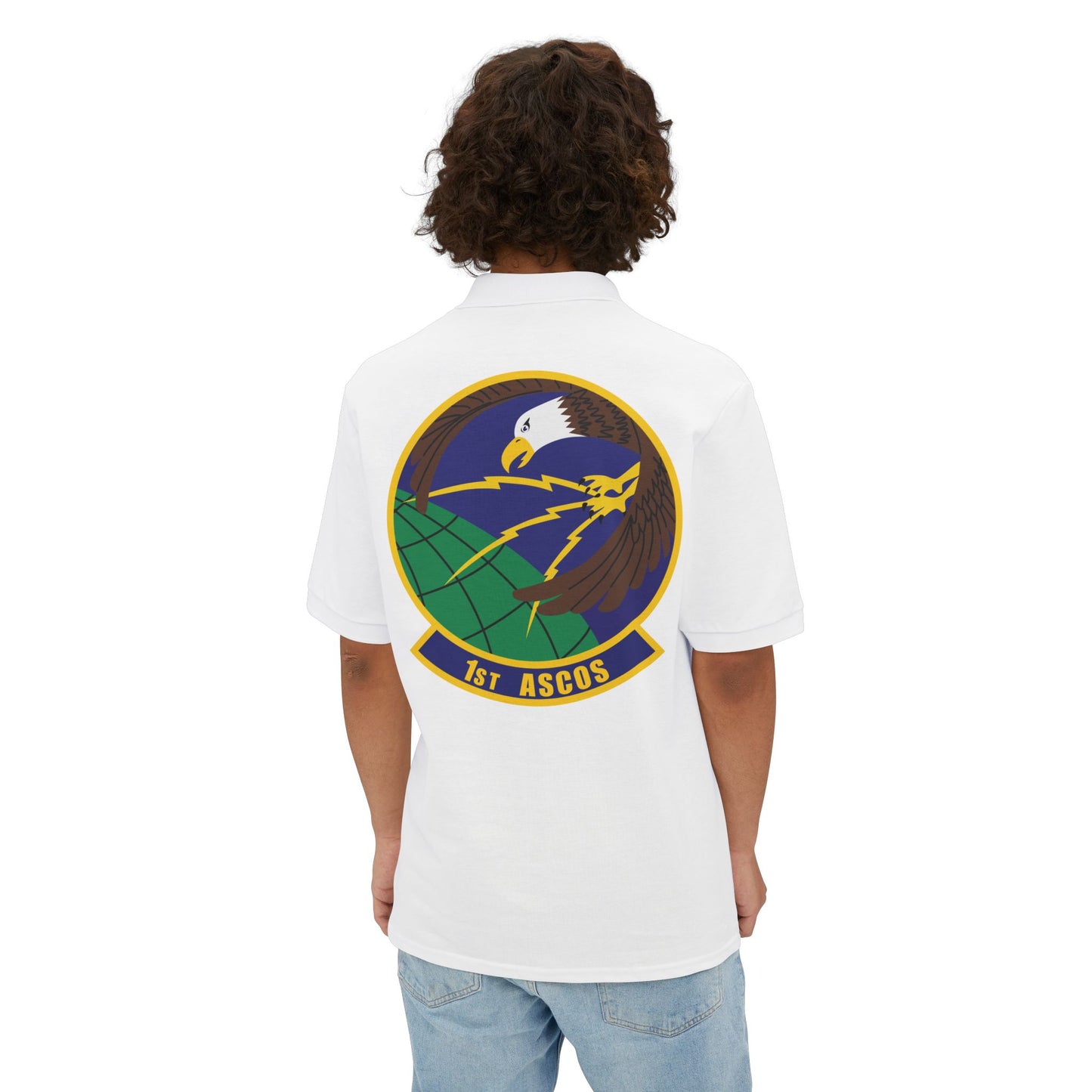 Men's Piqué Polo - USAF - 1st Air & Space Communications Operations Sq wo txt X 300