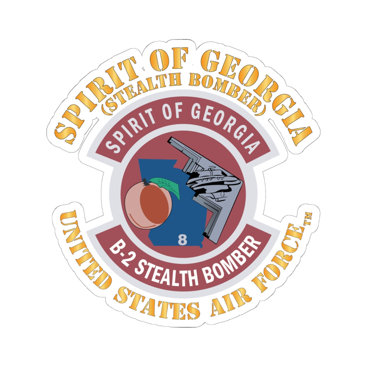 Kiss-Cut Stickers - USAF - B2 - Spirit of Georgia - Stealth Bomber X 300