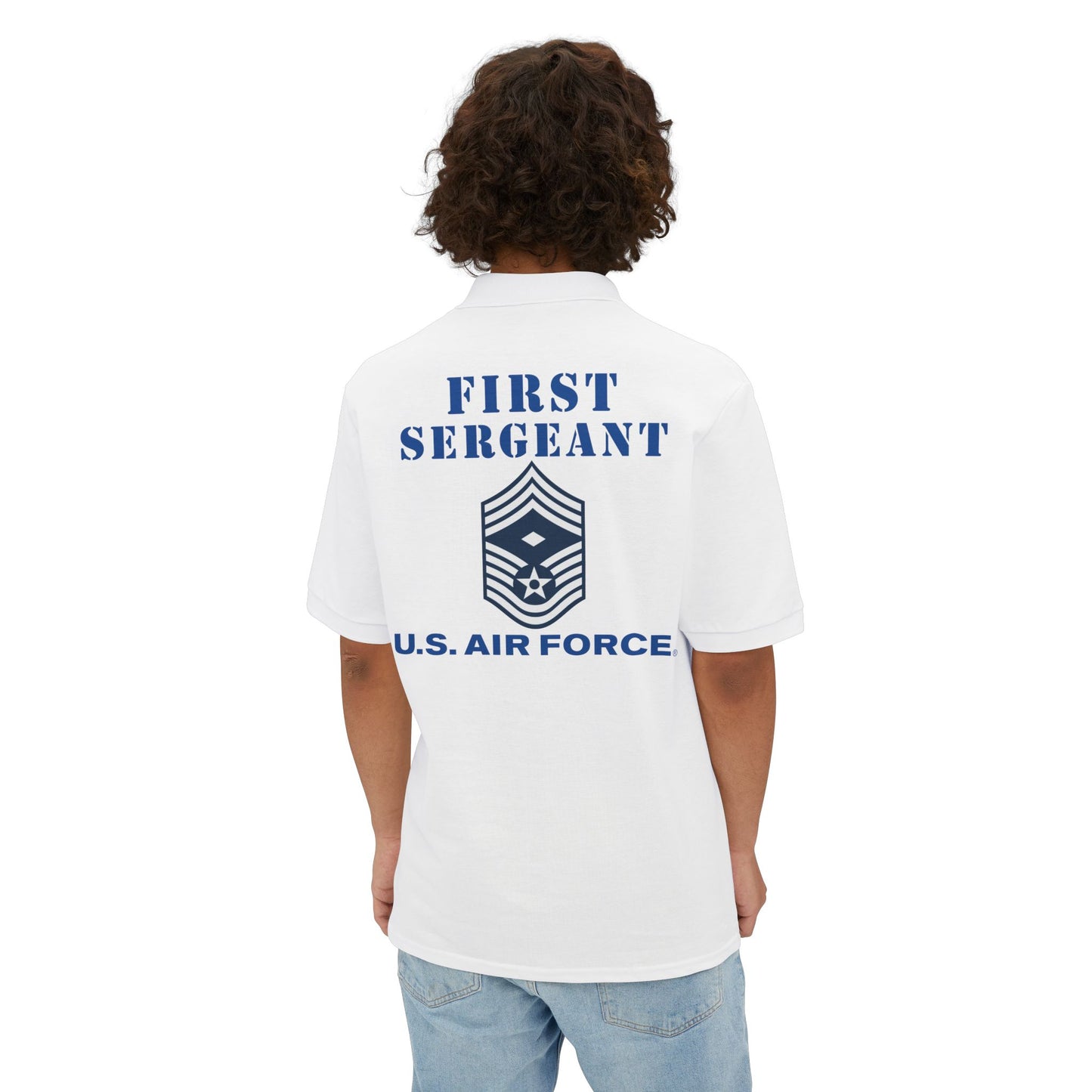 Men's Piqué Polo - USAF - First Sergeant (E9b) - 2020 - US Air Force w Text X 300