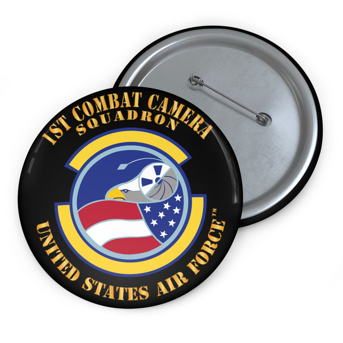 Custom Pin Button - USAF -  1st Combat Camera Squadron