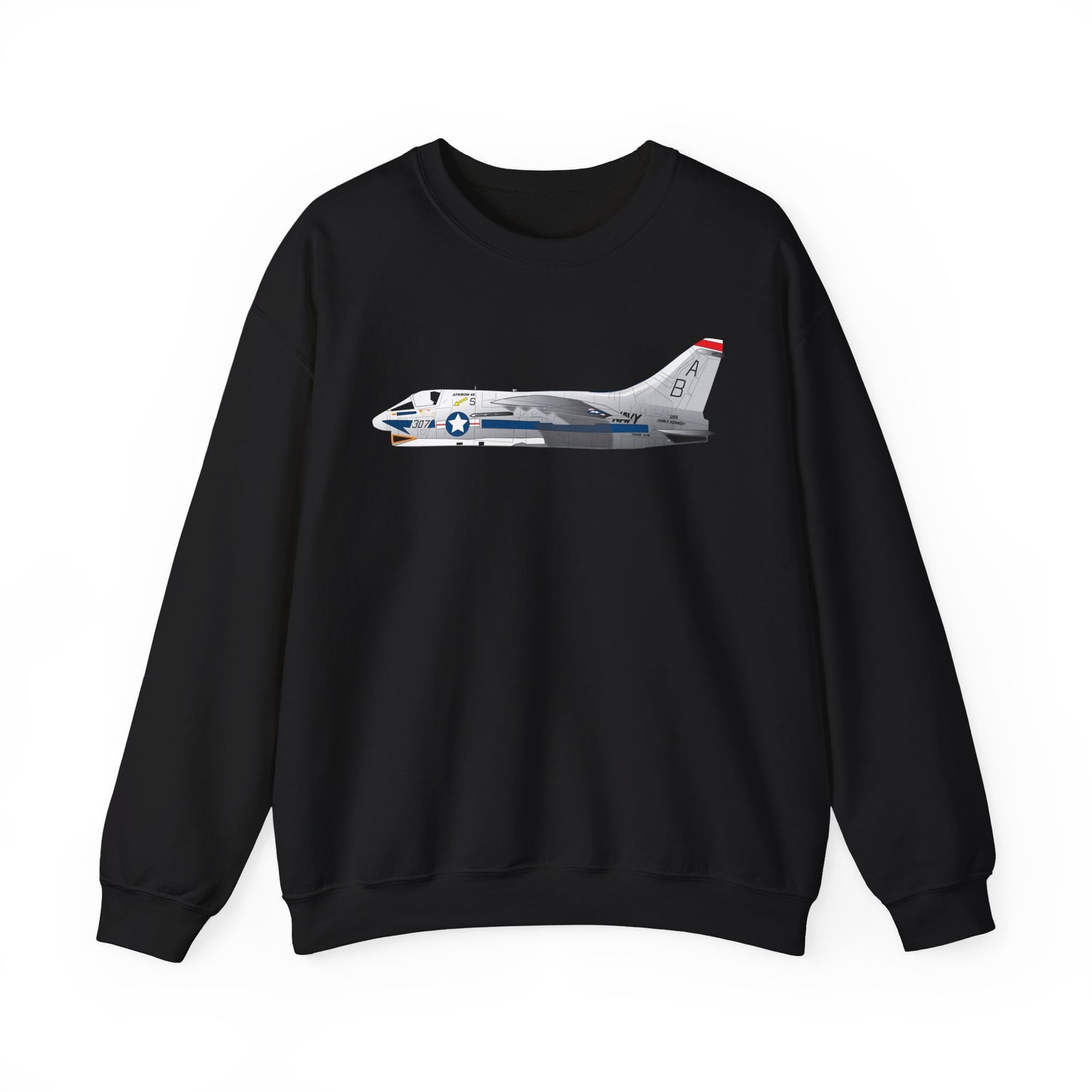 Crewneck Sweatshirt - Aircraft - Navy - A-7B Corsair II - Side X 300