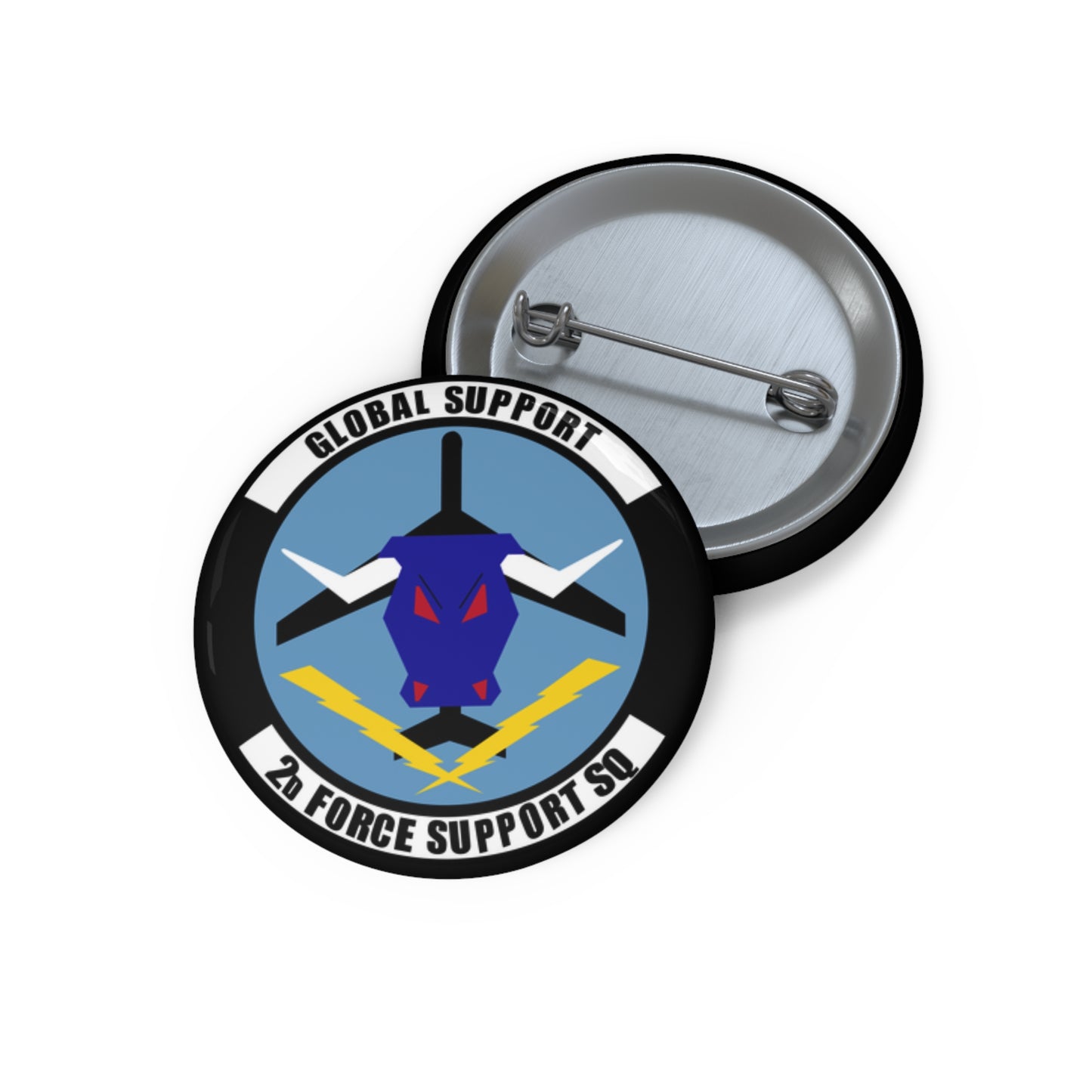Custom Pin Button - USAF - 2d  Force Support Squadron wo txt
