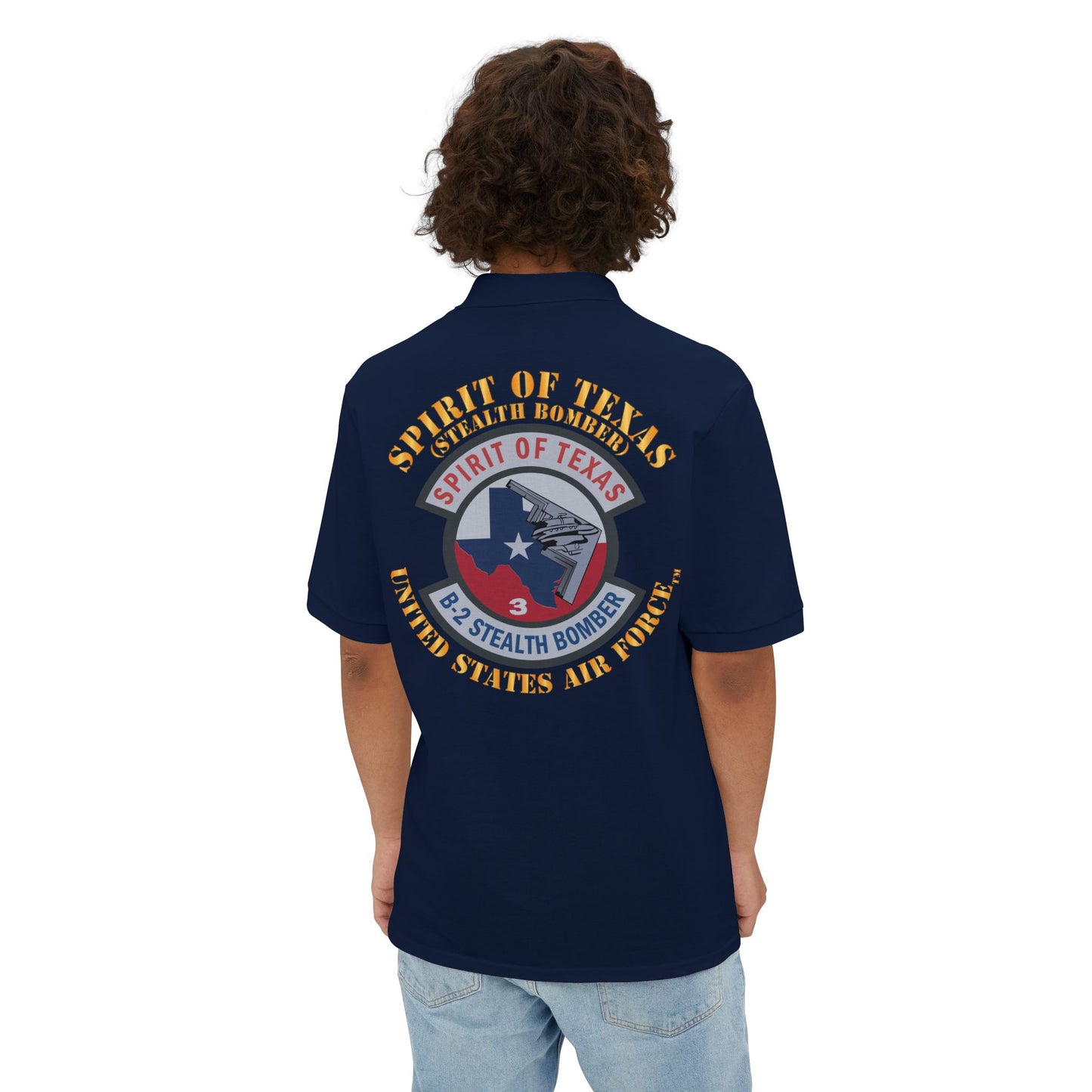 Men's Piqué Polo - USAF - B2 - Spirit of Texas - Stealth Bomber X 300