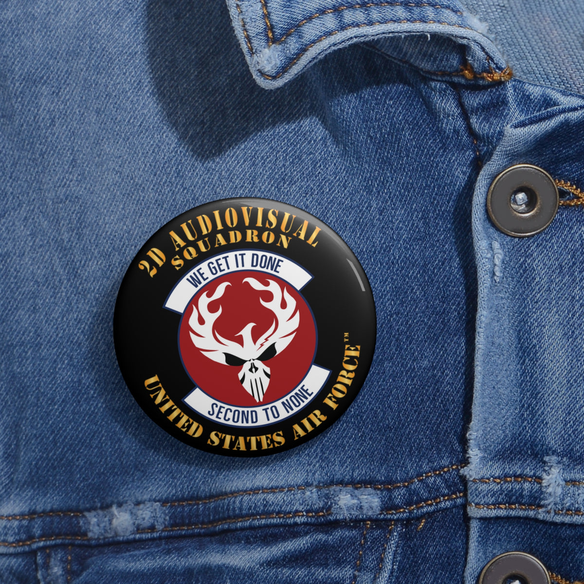 USAF 2d Audiovisual Squadron Pin Button | Air Force Stickers Plus