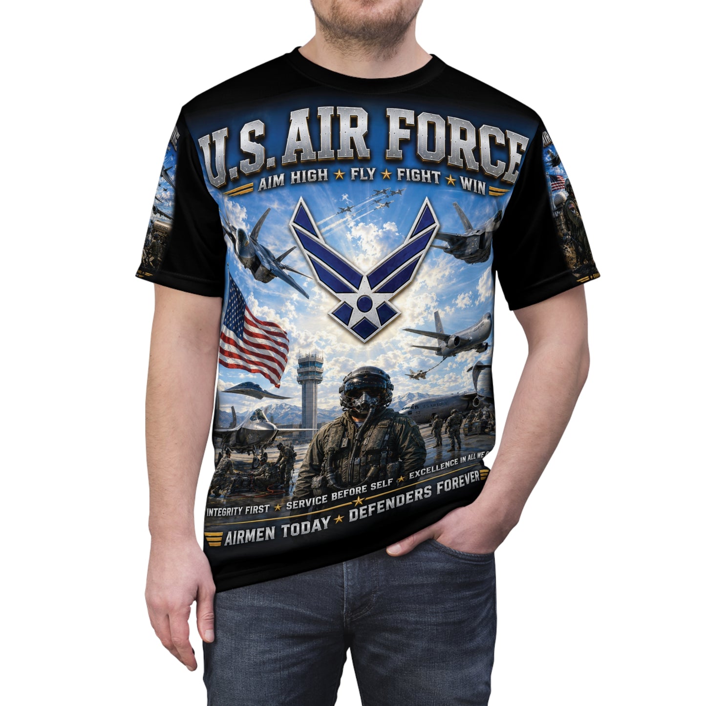 U.S. Air Force - Airmen Today, Defenders Forever - Tribute Tee — "READY TO FIGHT"