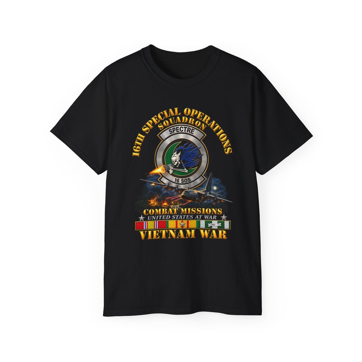 Unisex Ultra Cotton Tee - SOF - 16th SOS - Combat Missions w VN SVC - 3D - Enhanced
