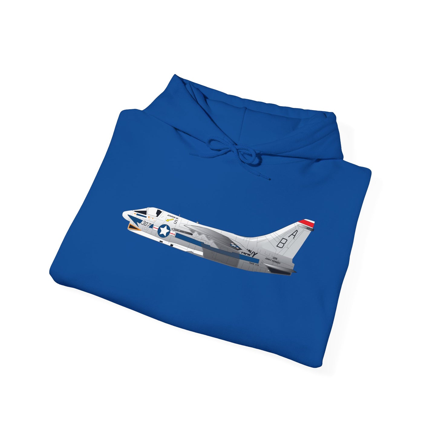 Unisex Heavy Blend Hooded Sweatshirt - Aircraft - Navy - A-7B Corsair II - Side X 300