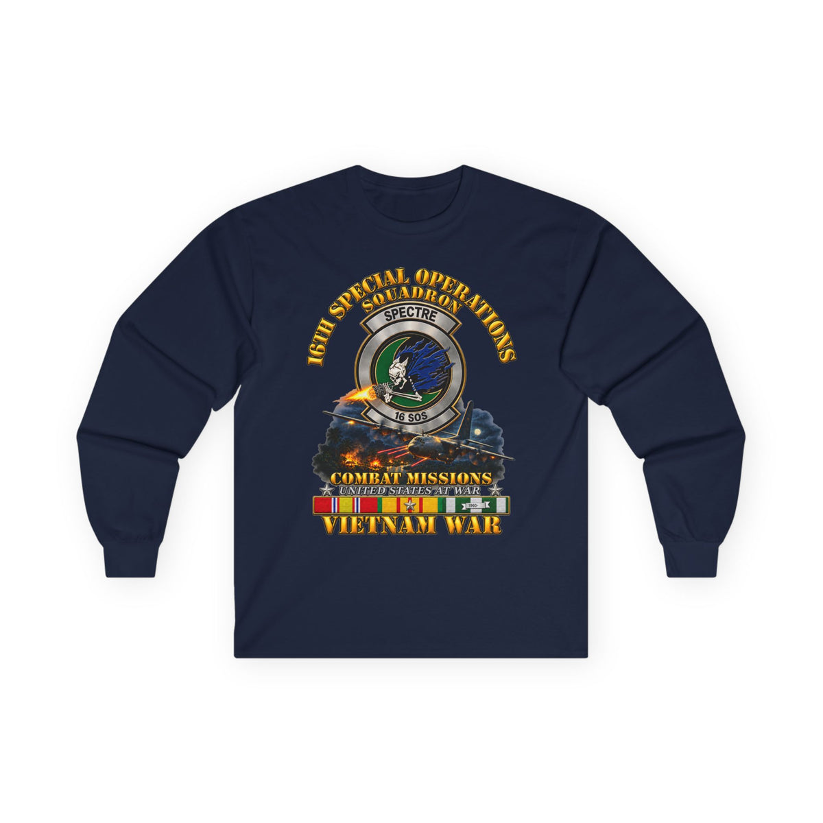Unisex Ultra Cotton Long Sleeve Tee - SOF - 16th SOS - Combat Missions w VN SVC - 3D - Enhanced