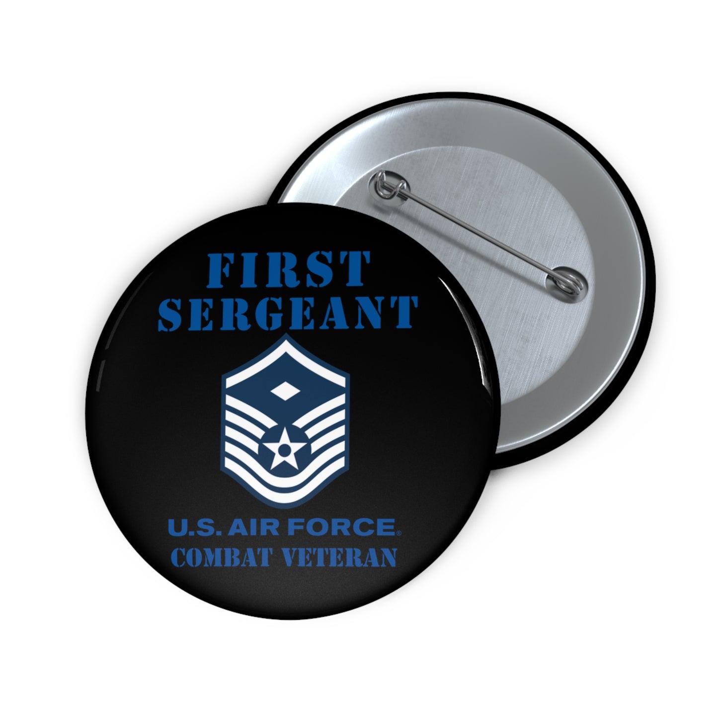 Custom Pin Button - USAF - First Sergeant (E7b) - 2020 - Combat Veteran