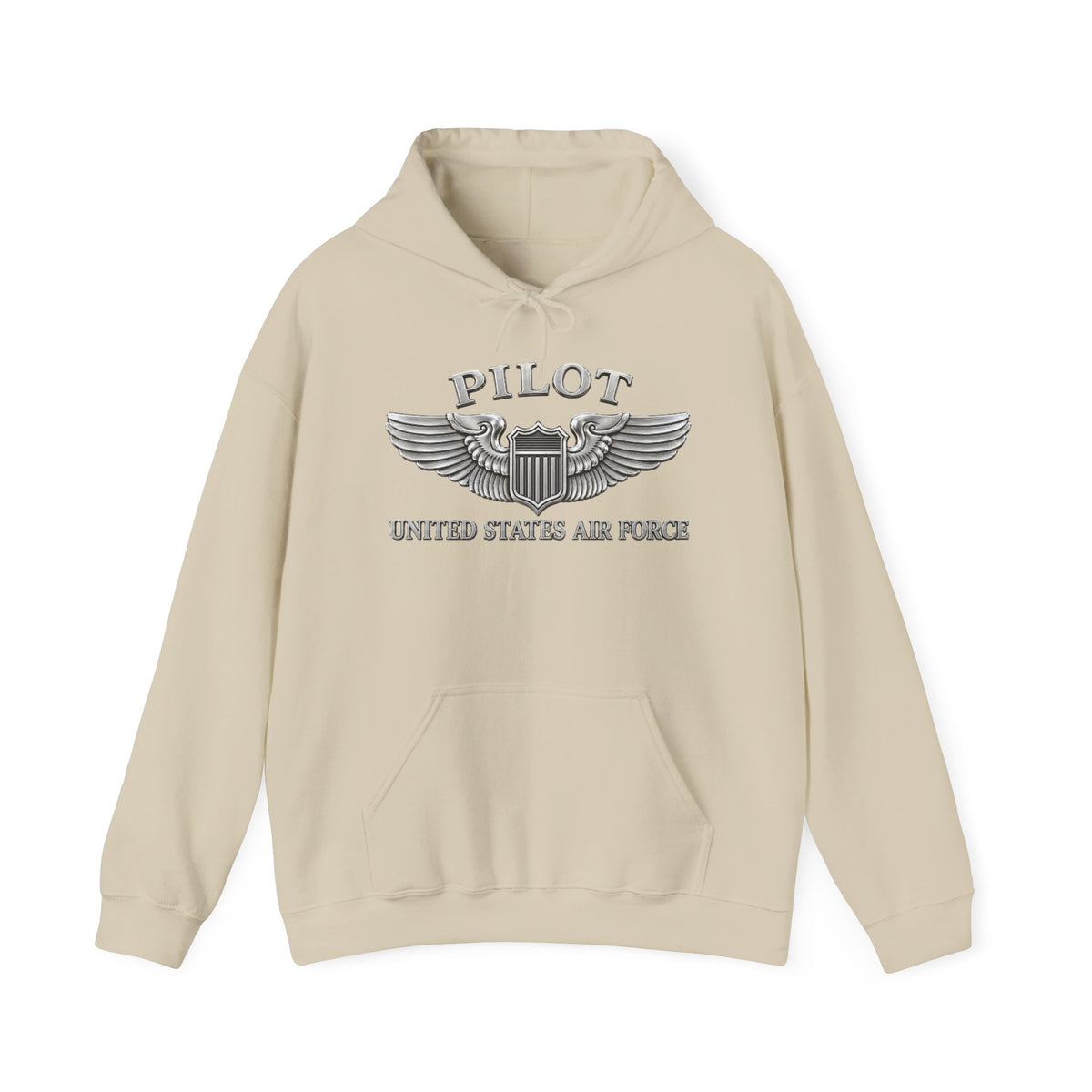 Unisex Heavy Blend Hooded Sweatshirt - USAF - Basic Pilot Badge - United States Air Force - 3D - Enhanced