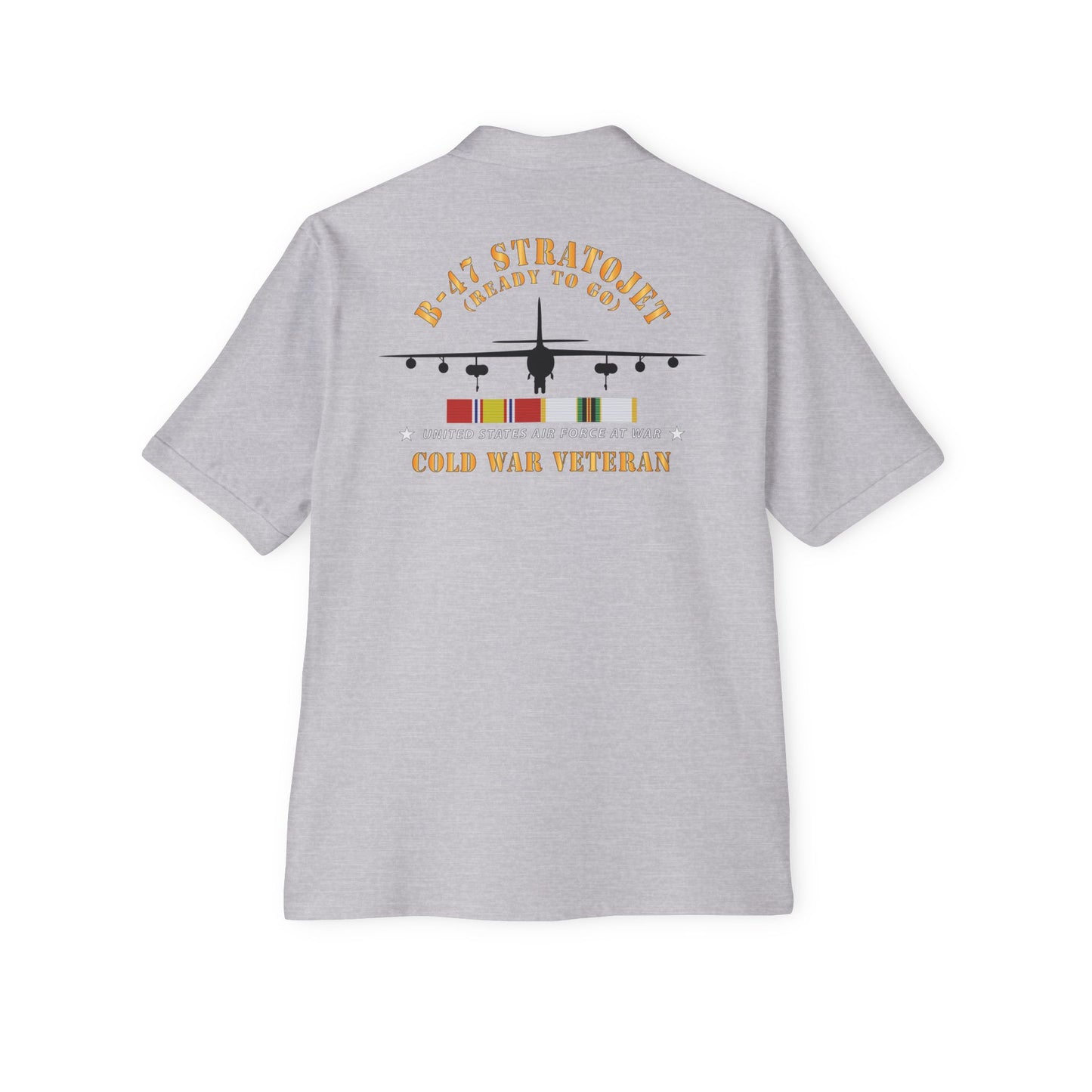 Men's Piqué Polo - USAF - B-47 Stratojet - Ready to Go - Silhouette - Cold War Veteran X 300