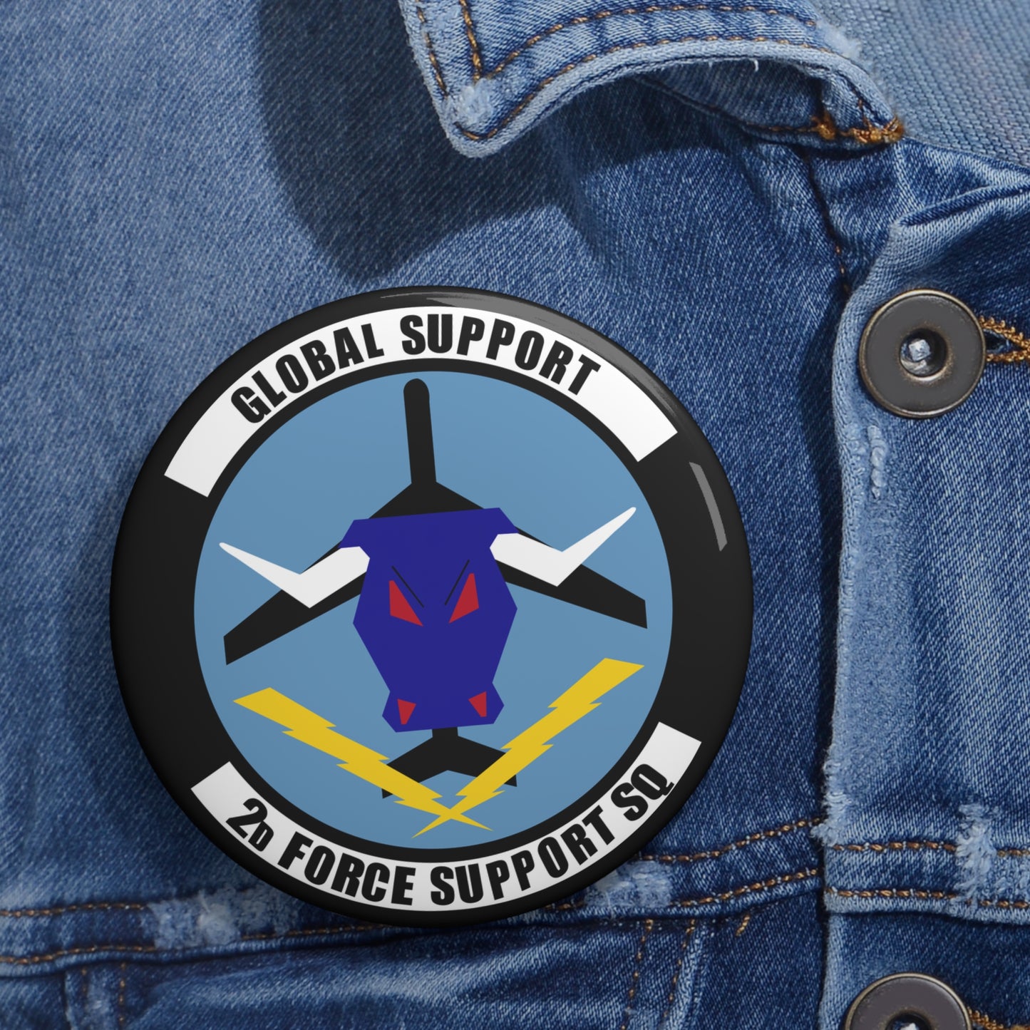 Custom Pin Button - USAF - 2d  Force Support Squadron wo txt