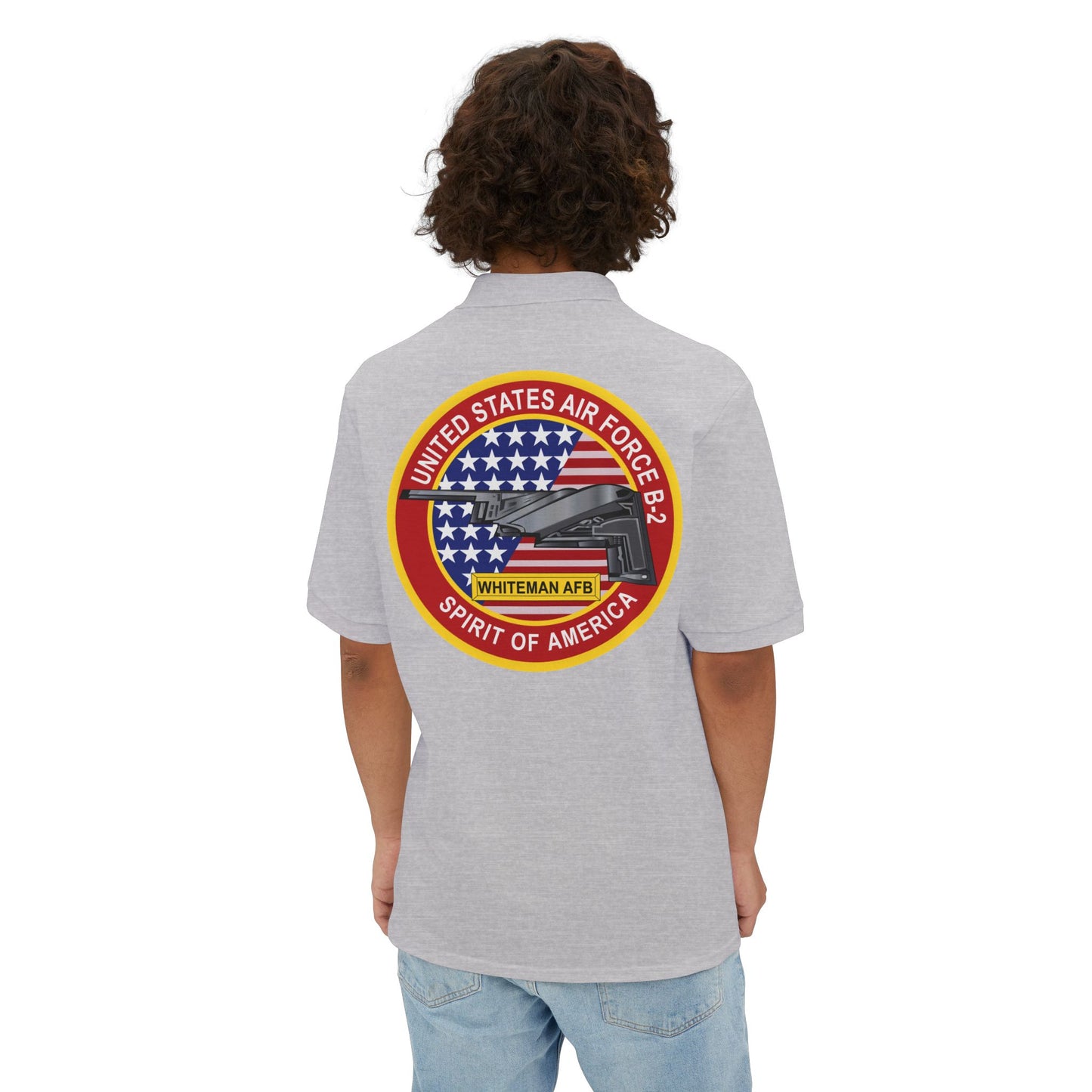 Men's Piqué Polo - USAF - B2 - Spirit - Stealth Bomber wo Txt