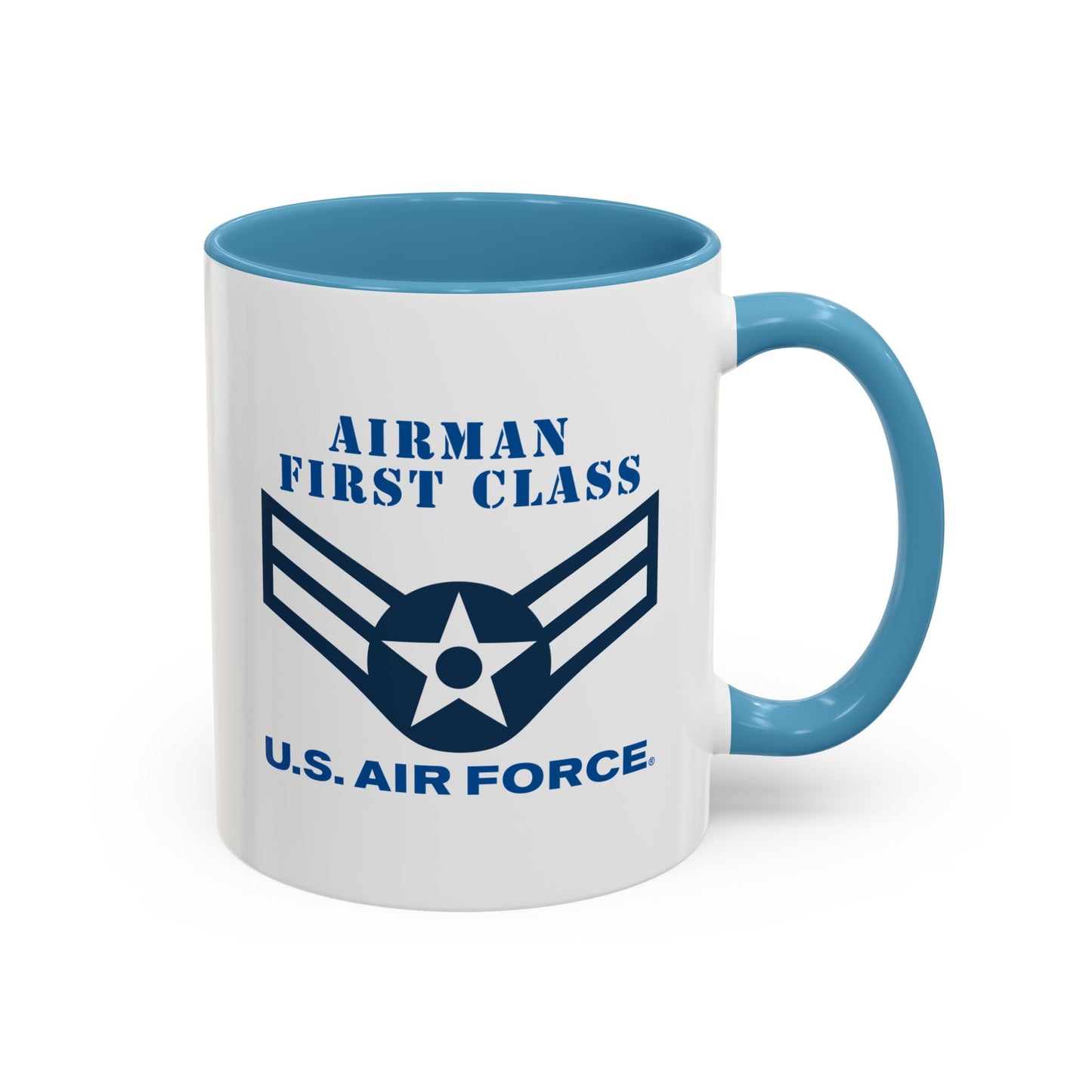 Accent Coffee Mug (11oz & 15oz) - USAF - Airman - First Class (E3) - 2020 - US Air Force w Text X 300