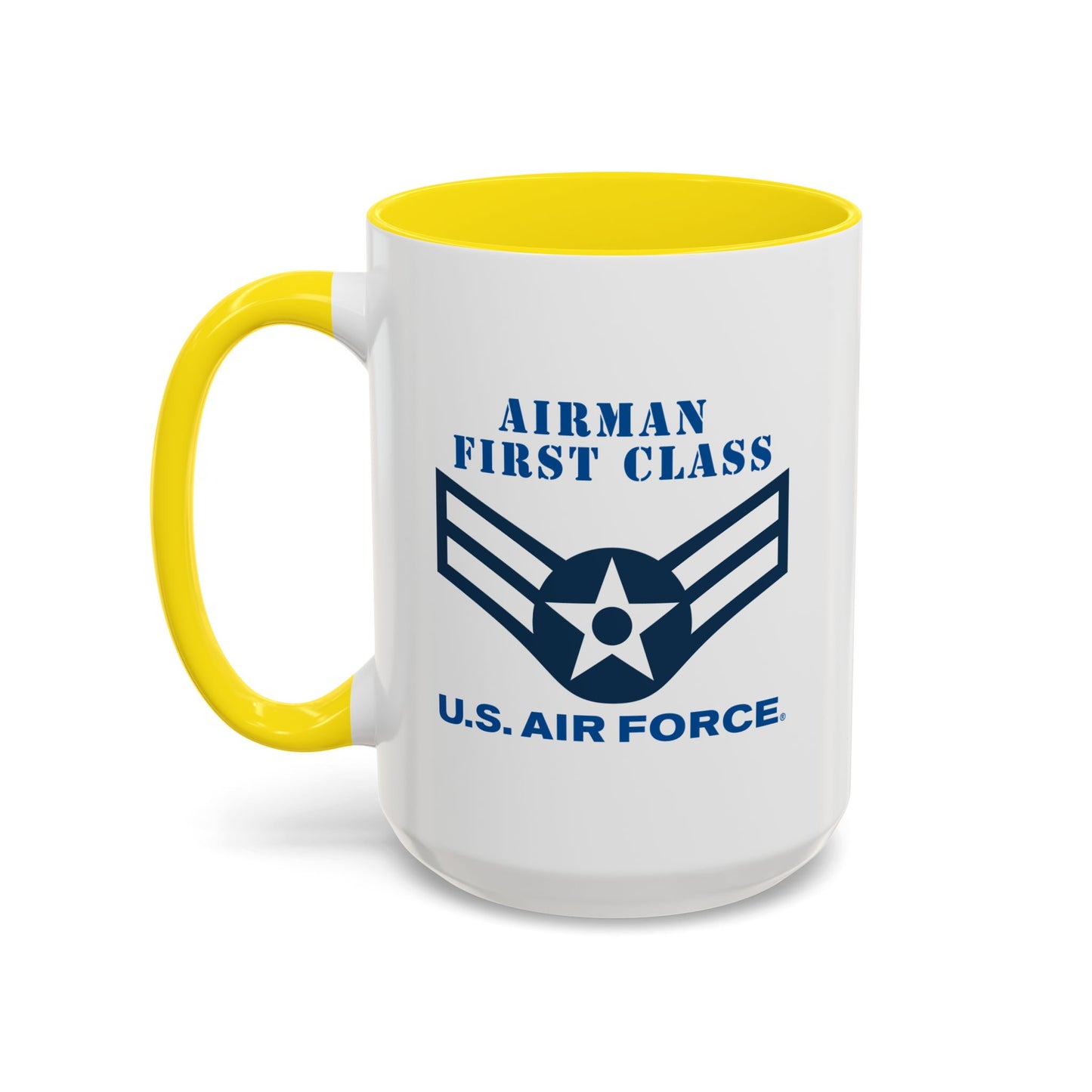 Accent Coffee Mug (11oz & 15oz) - USAF - Airman - First Class (E3) - 2020 - US Air Force w Text X 300