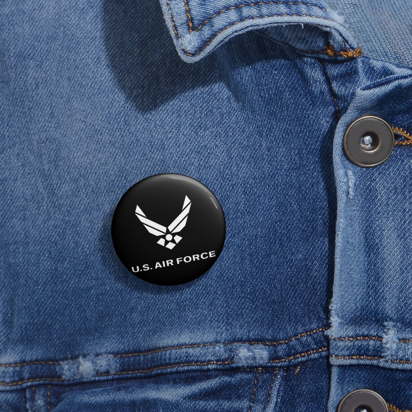 Custom Pin Button - USAF Logo, TM Txt - U S Air Force - LA