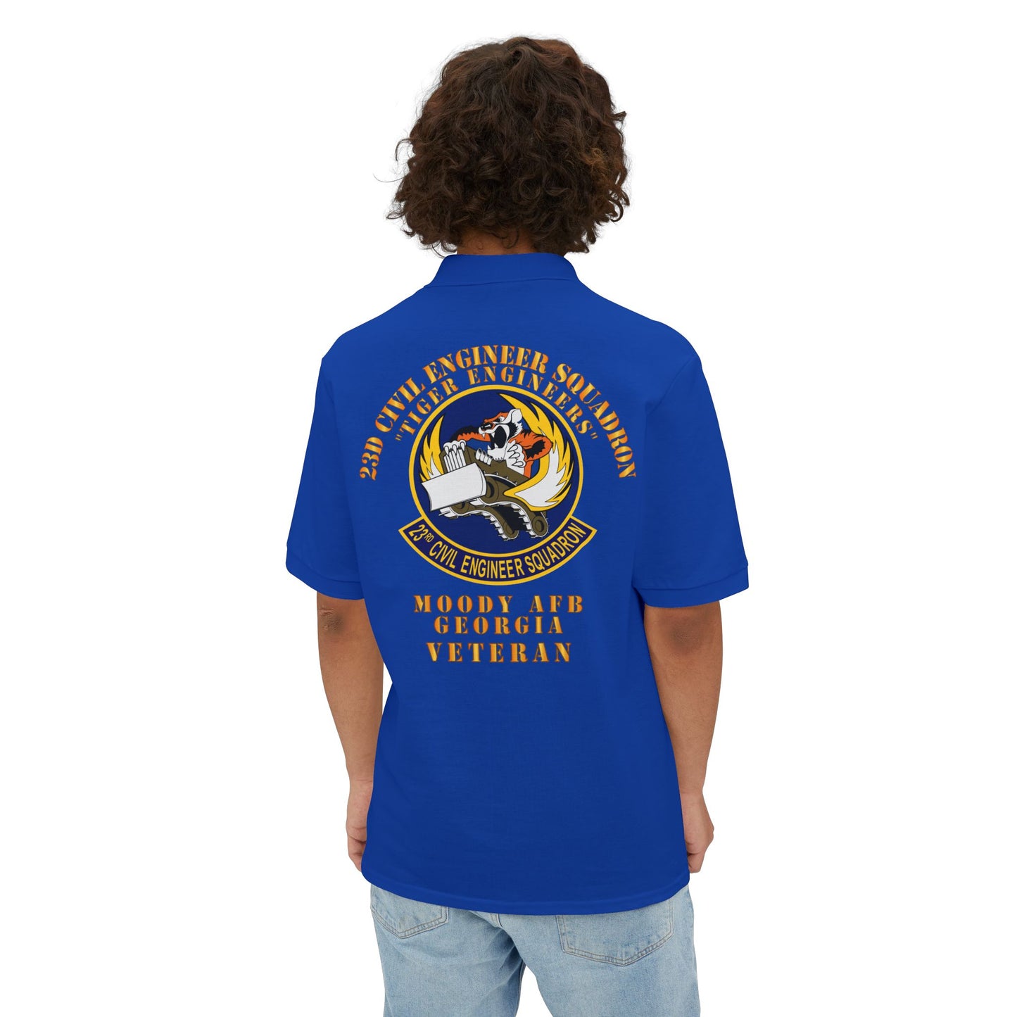 Men's Piqué Polo - USAF - 23d Civil Engineer Squadron - Tiger Engineers - Moody AFB, GA