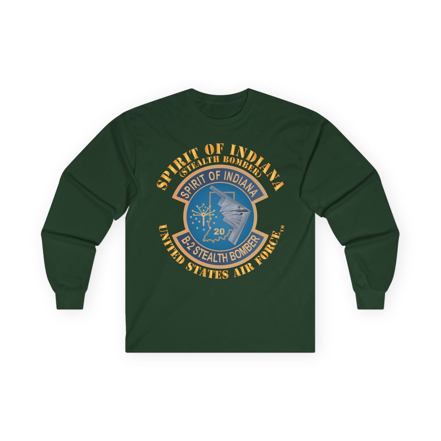 Unisex Ultra Cotton Long Sleeve Tee - USAF - B2 - Spirit of Indiana - Stealth Bomber X 300