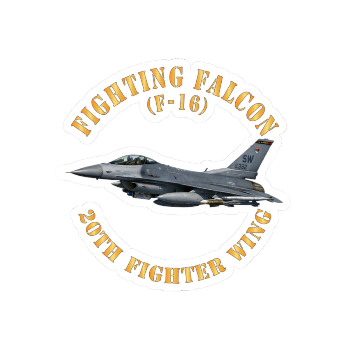 Kiss-Cut Stickers - USAF - F-16 Fighting Falcon - 20th Fighter Wing X 300