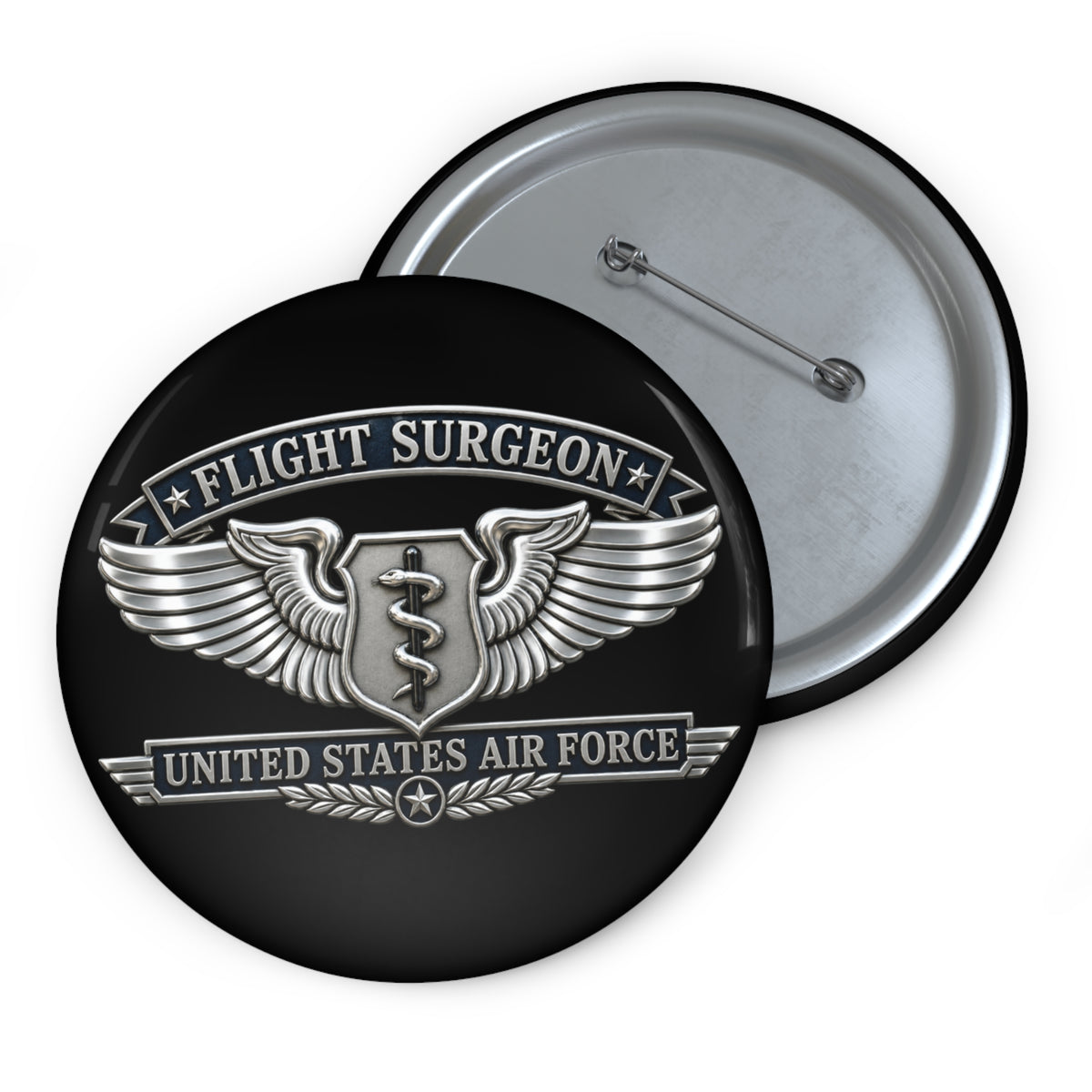 Custom Pin Button - USAF - Flight Surgeon Badge - United States Air Force - 3D - Enhanced
