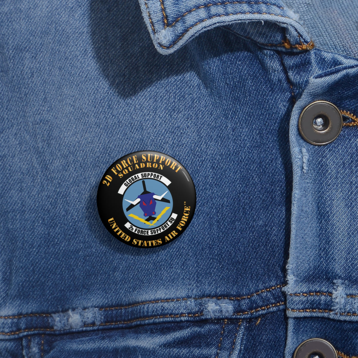 Custom Pin Button - USAF - 2d Force Support Squadron