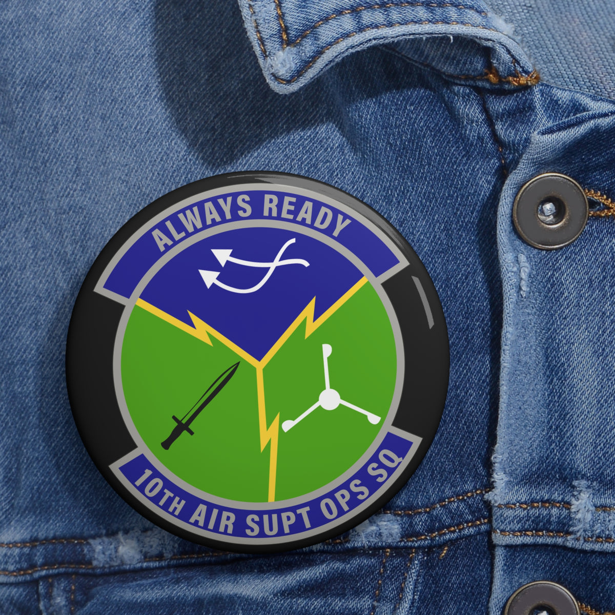 Custom Pin Button - USAF - 10th Air Support Operations Squadron wo txt