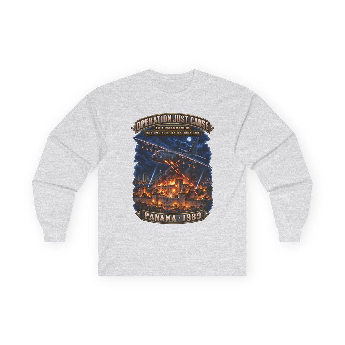 Unisex Ultra Cotton Long Sleeve Tee - SOF - 16th SOS - Panama Invasion 1989 - La Comandancia - 3D - Enhanced
