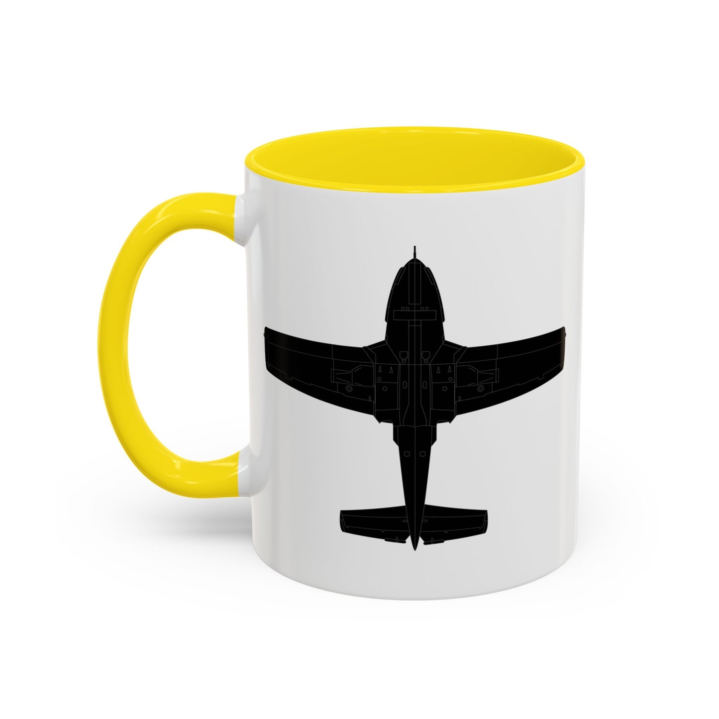 Accent Coffee Mug (11oz & 15oz) - Aircraft - T-37-Trainer - Bottom - Black - Metal X 300
