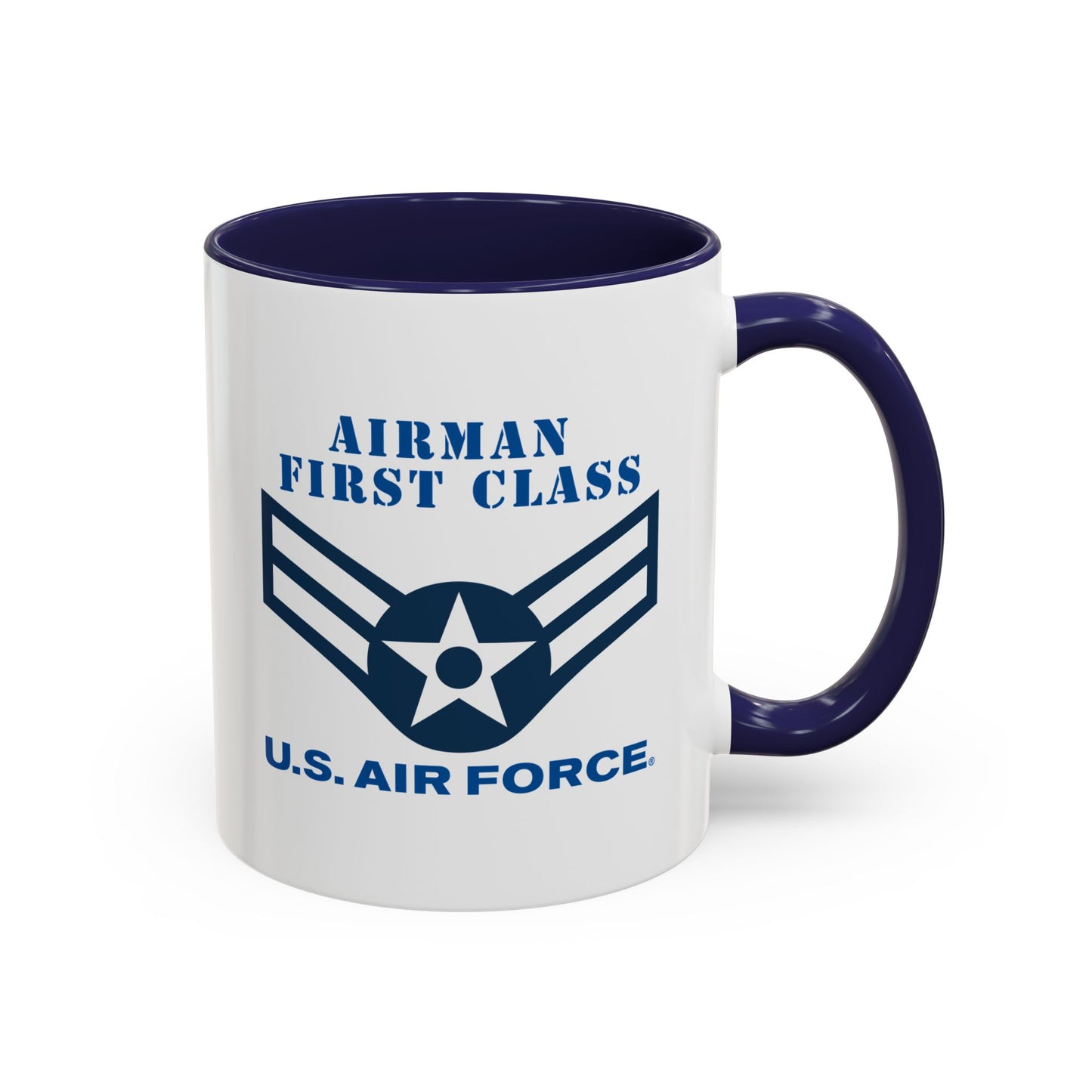 Accent Coffee Mug (11oz & 15oz) - USAF - Airman - First Class (E3) - 2020 - US Air Force w Text X 300