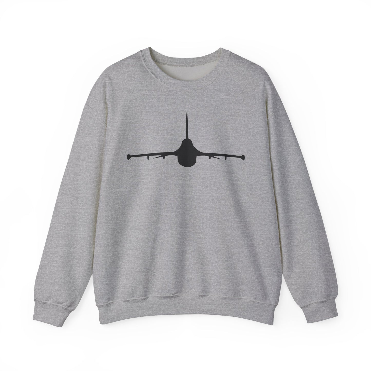 Crewneck Sweatshirt - Aircraft - F-16 - Front - Silhouette wo Txt X 300