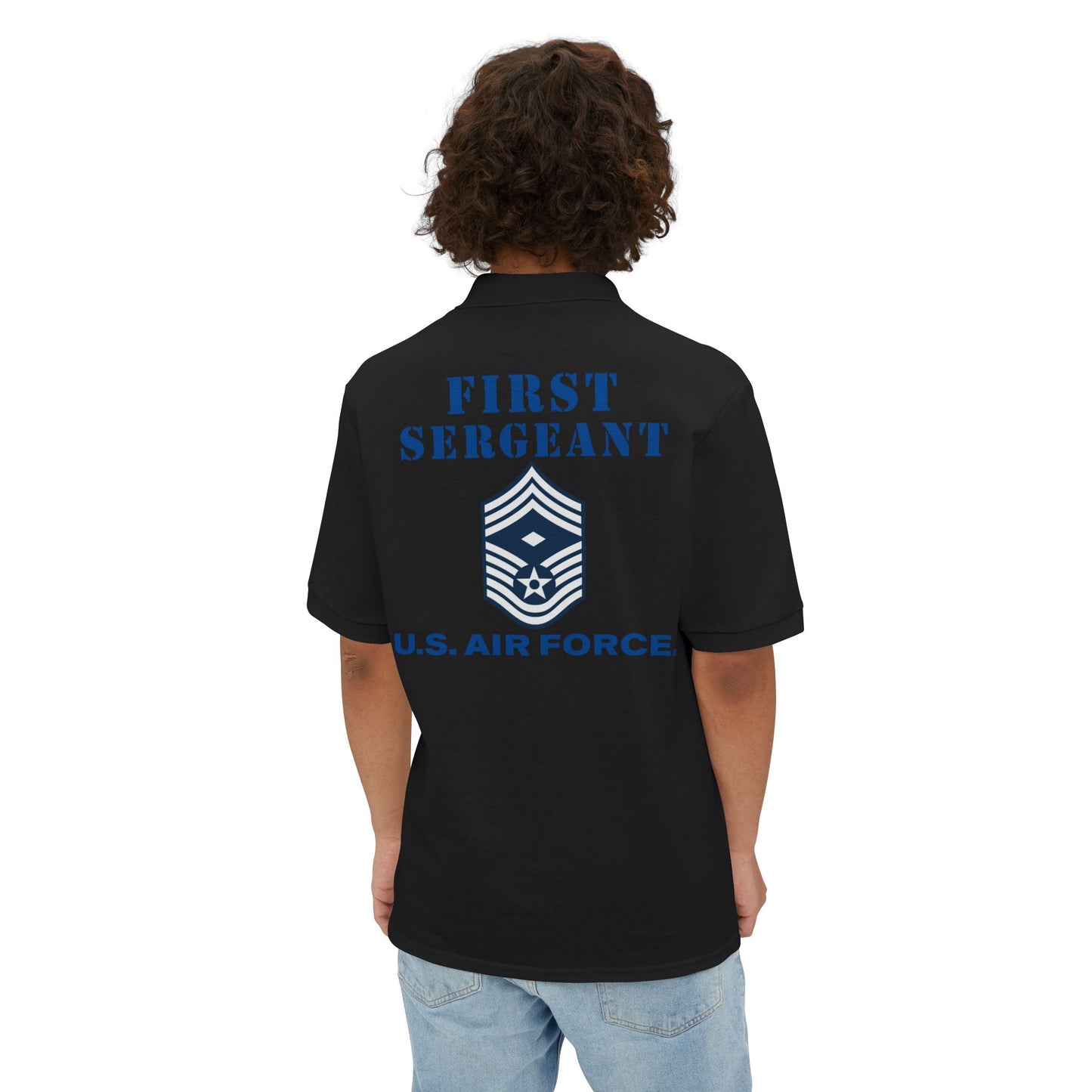 Men's Piqué Polo - USAF - First Sergeant (E9b) - 2020 - US Air Force w Text X 300