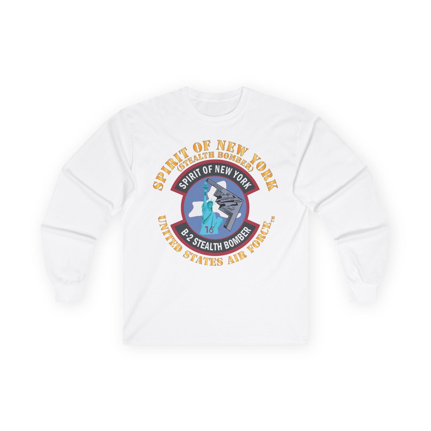 Unisex Ultra Cotton Long Sleeve Tee - USAF - B2 - Spirit of New York - Stealth Bomber X 300