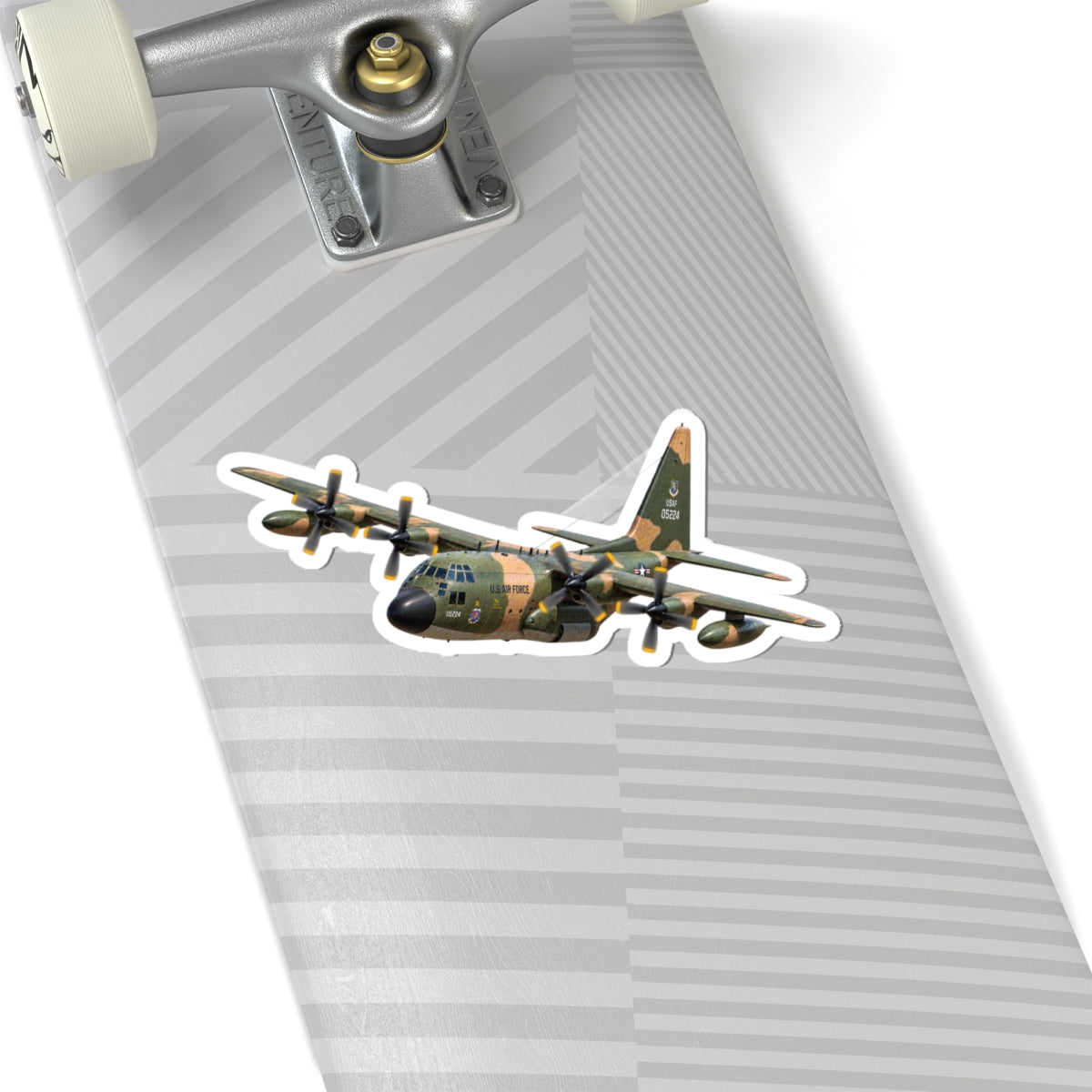 Kiss-Cut Stickers - C-130  Aircraft - Camo - Landing - Hard Left Bank