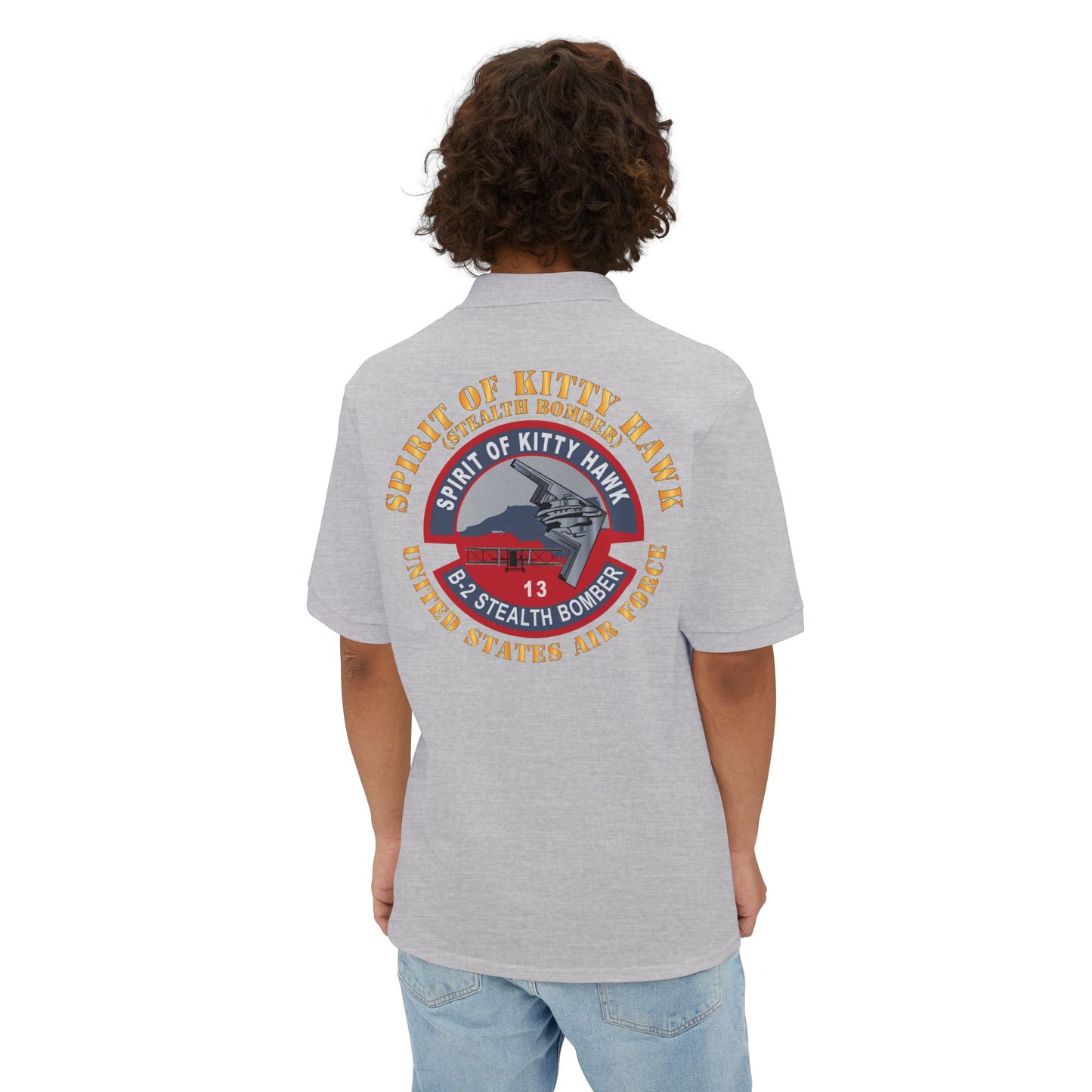 Men's Piqué Polo - USAF - B2 - Spirit of Kitty Hawk - Stealth Bomber X 300
