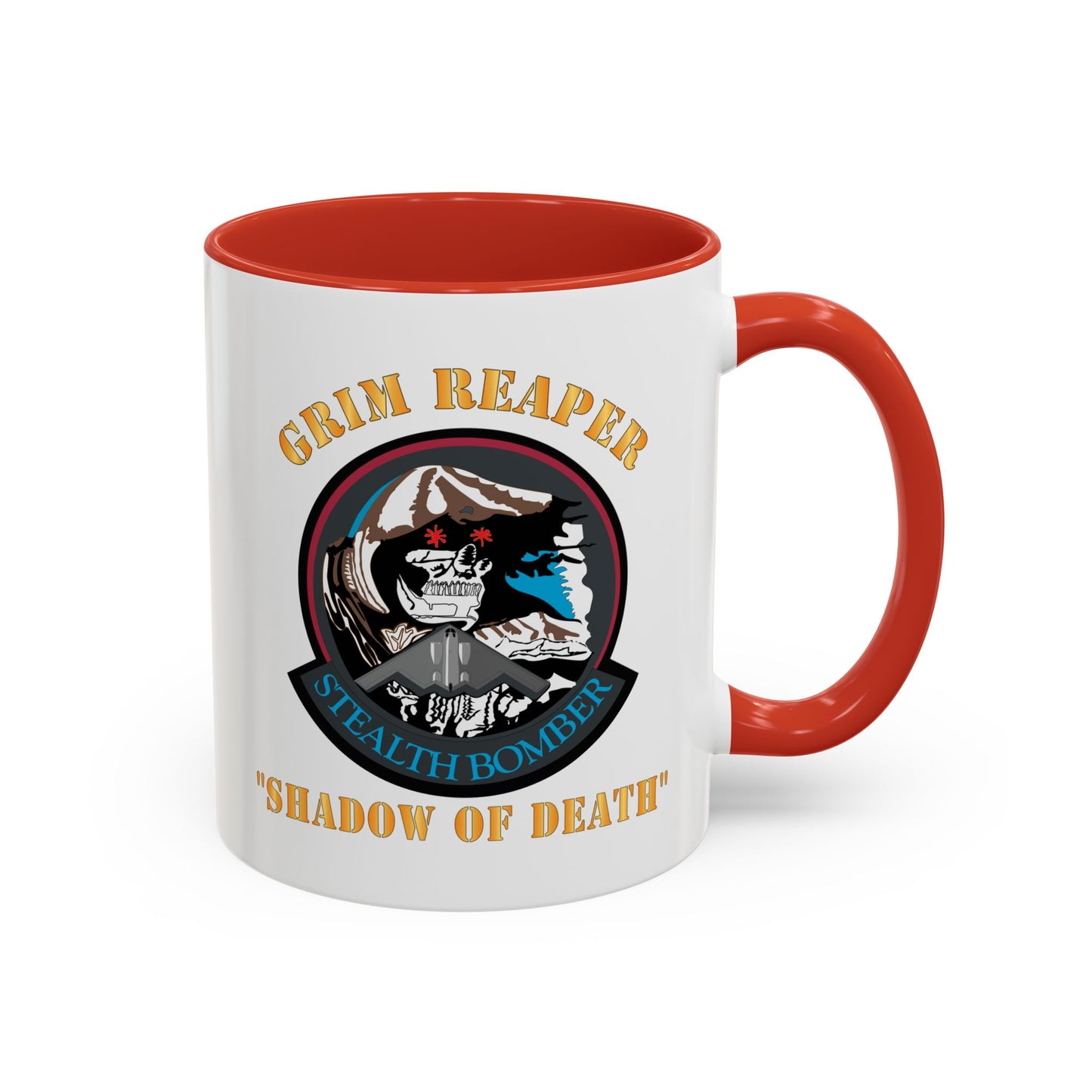 Accent Coffee Mug (11oz & 15oz) - USAF - B2 - Grim Reaper - Stealth Bomber X 300