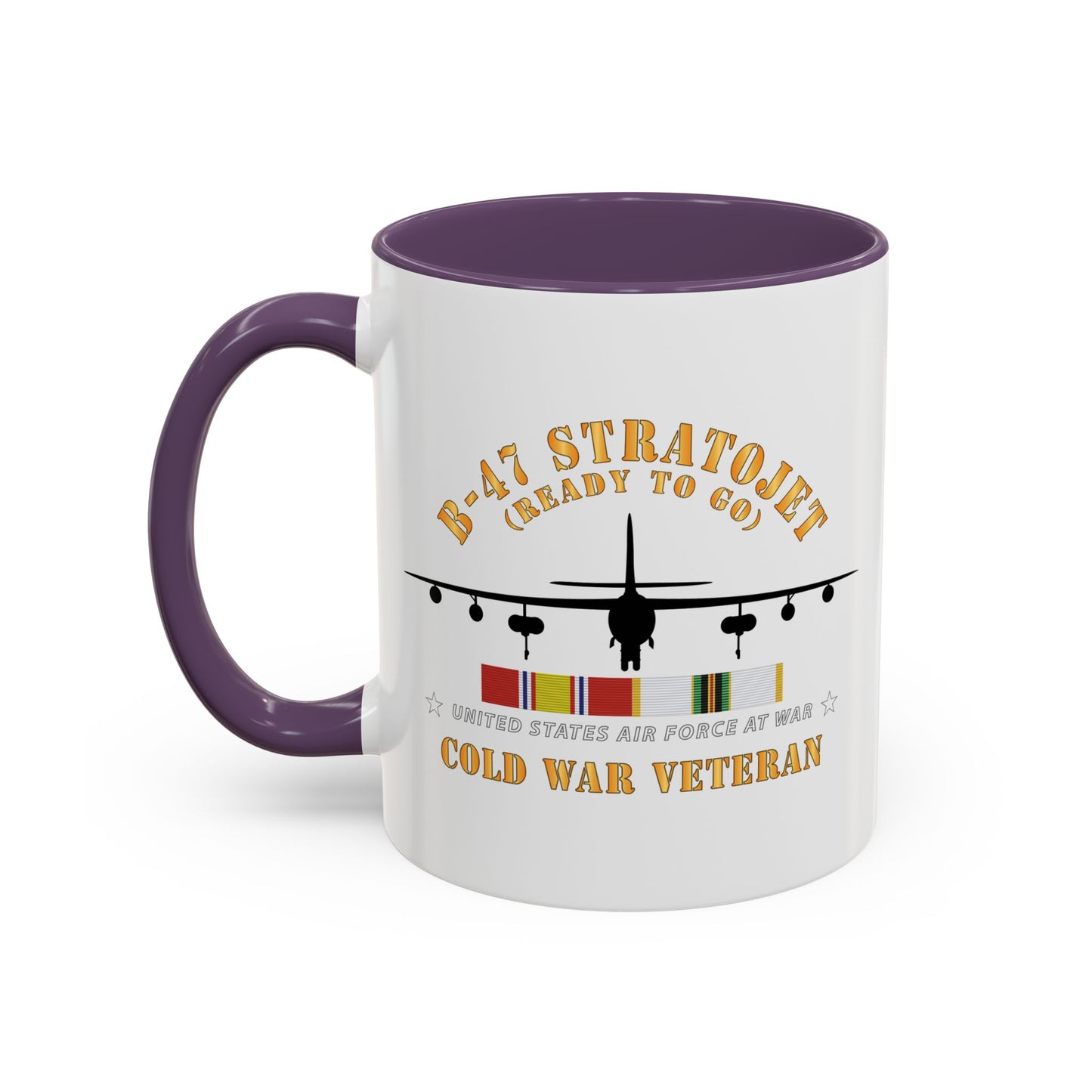 Accent Coffee Mug (11oz & 15oz) - USAF - B-47 Stratojet - Ready to Go - Silhouette - Cold War Veteran X 300