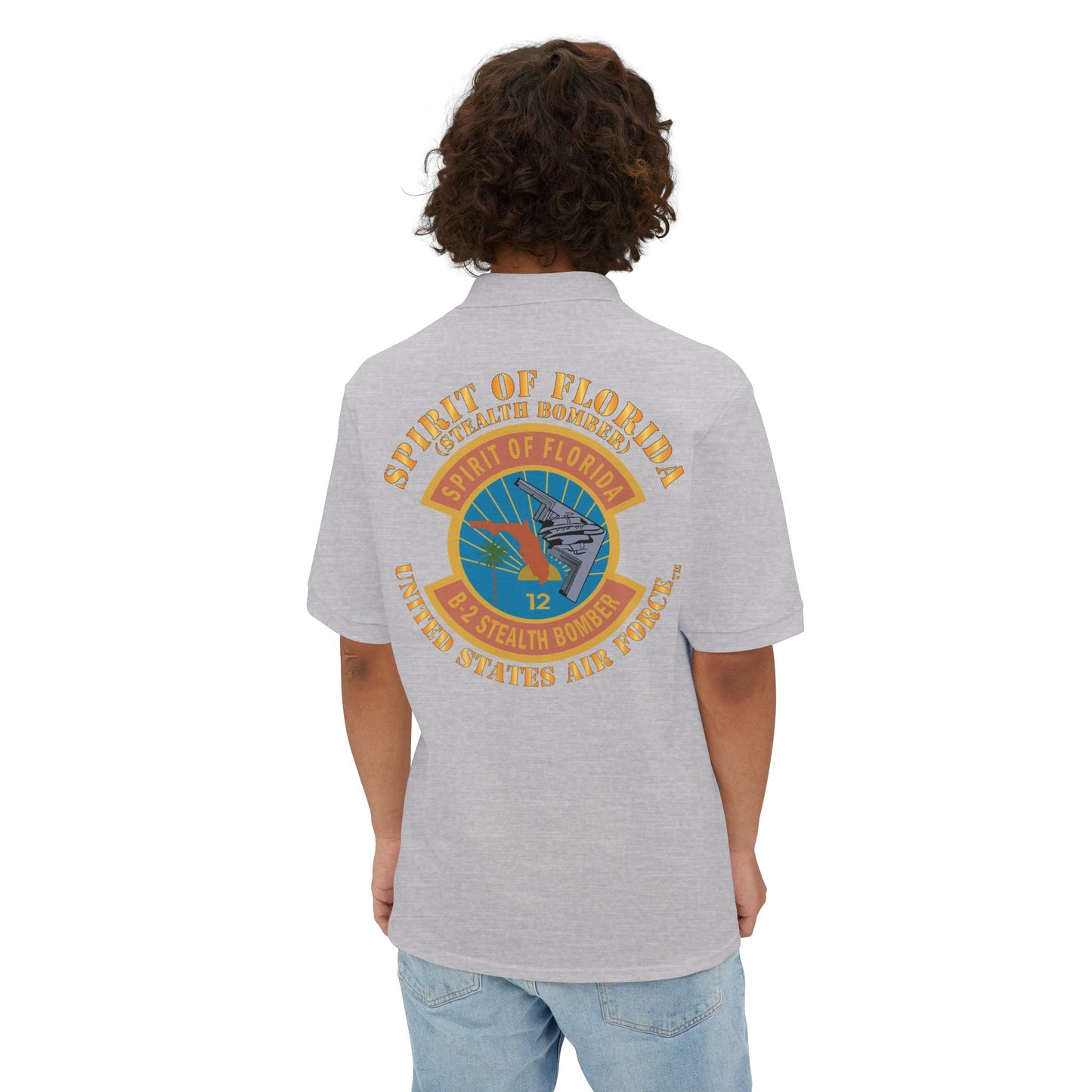 Men's Piqué Polo - USAF - B2 - Spirit of Florida - Stealth Bomber X 300