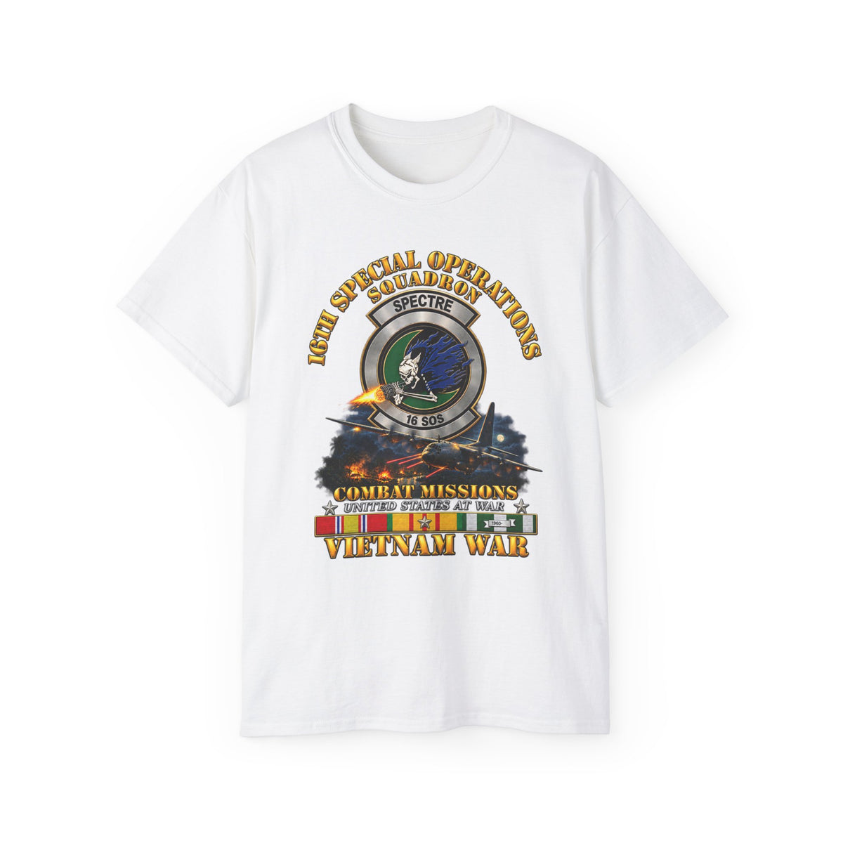 Unisex Ultra Cotton Tee - SOF - 16th SOS - Combat Missions w VN SVC - 3D - Enhanced