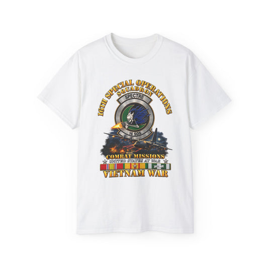 Unisex Ultra Cotton Tee - SOF - 16th SOS - Combat Missions w VN SVC - 3D - Enhanced