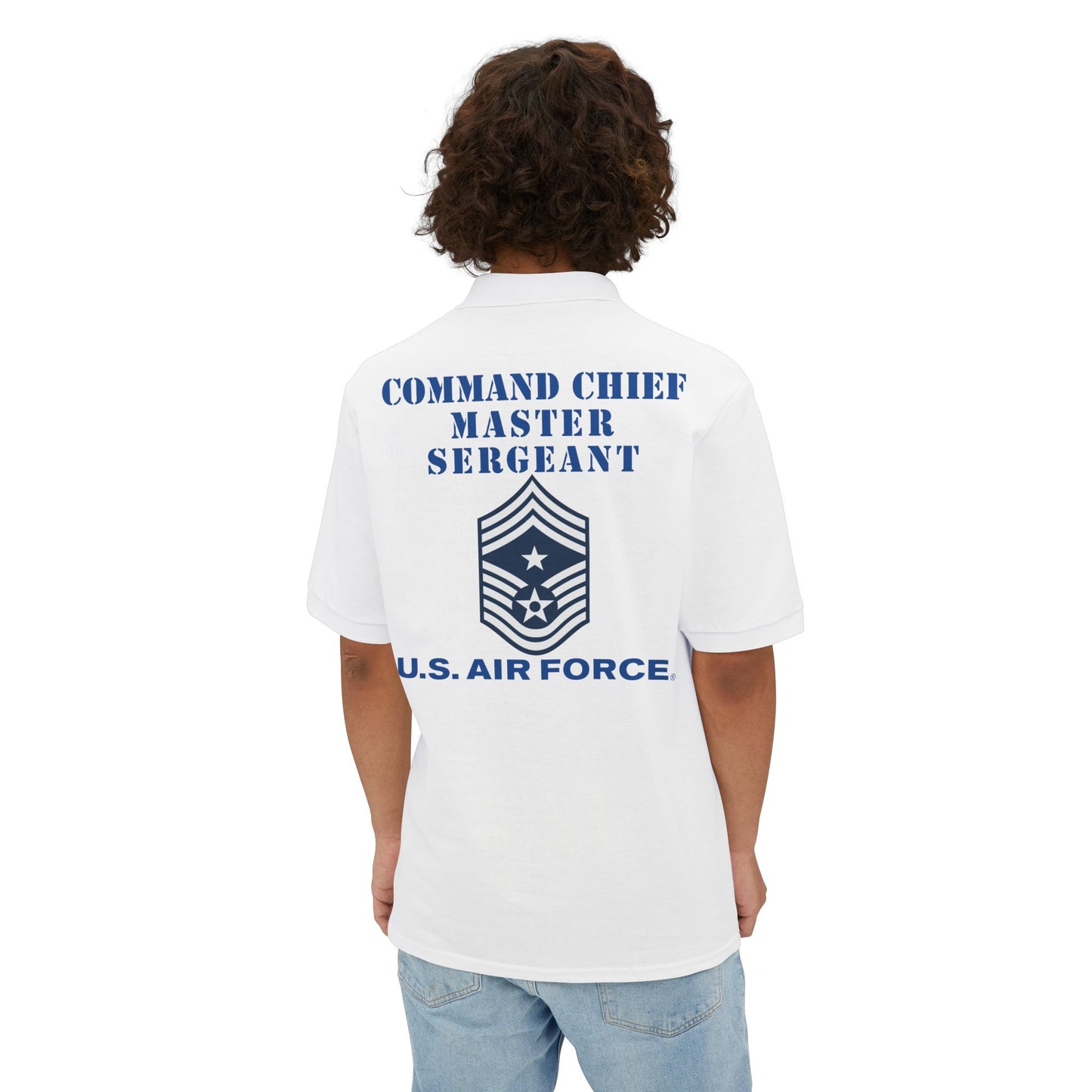 Men's Piqué Polo - USAF - Command Chief Master Sergeant (E9c) - 2020 - US Air Force w Text X 300