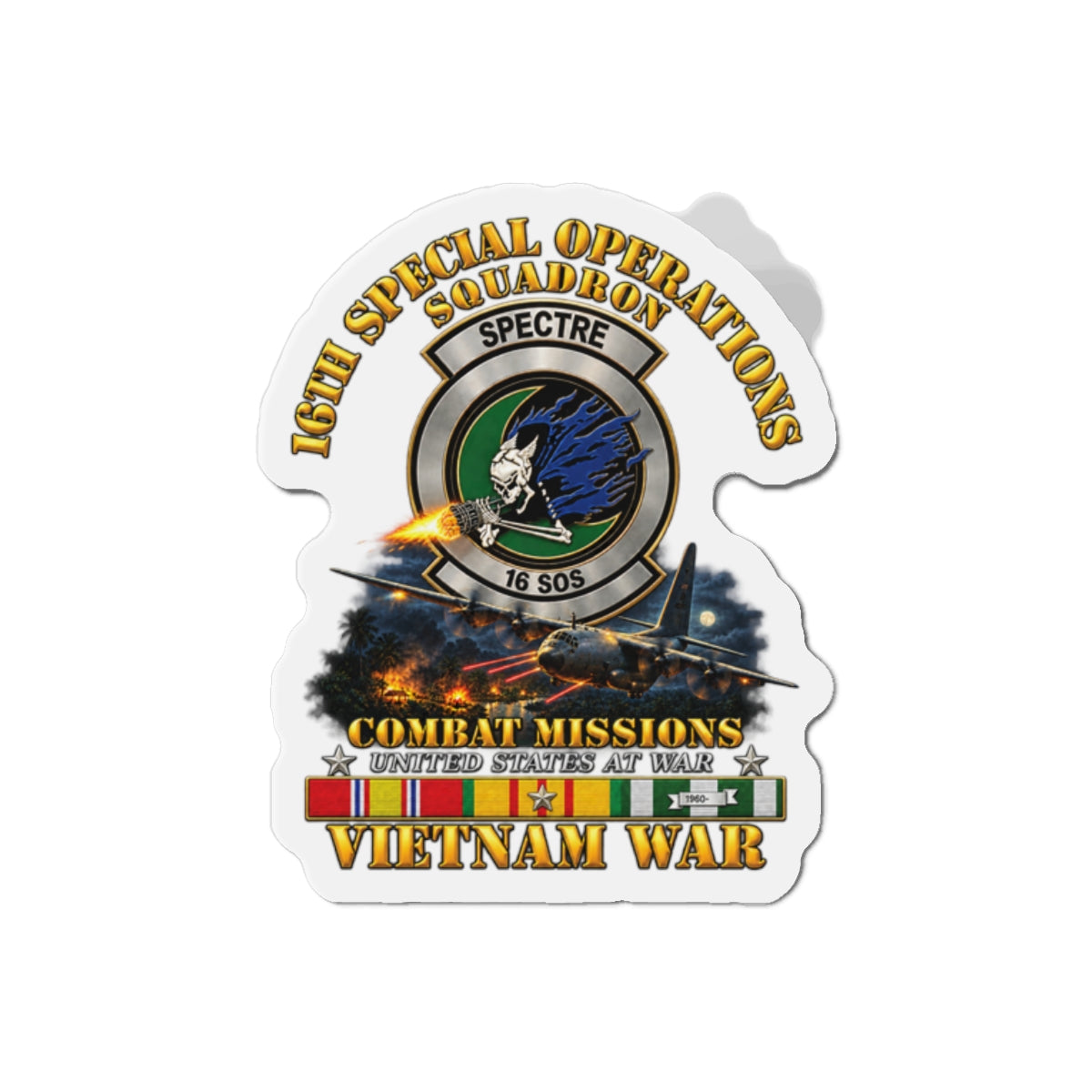 Die-Cut Magnet - SOF - 16th SOS - Combat Missions w VN SVC - 3D - Enhanced