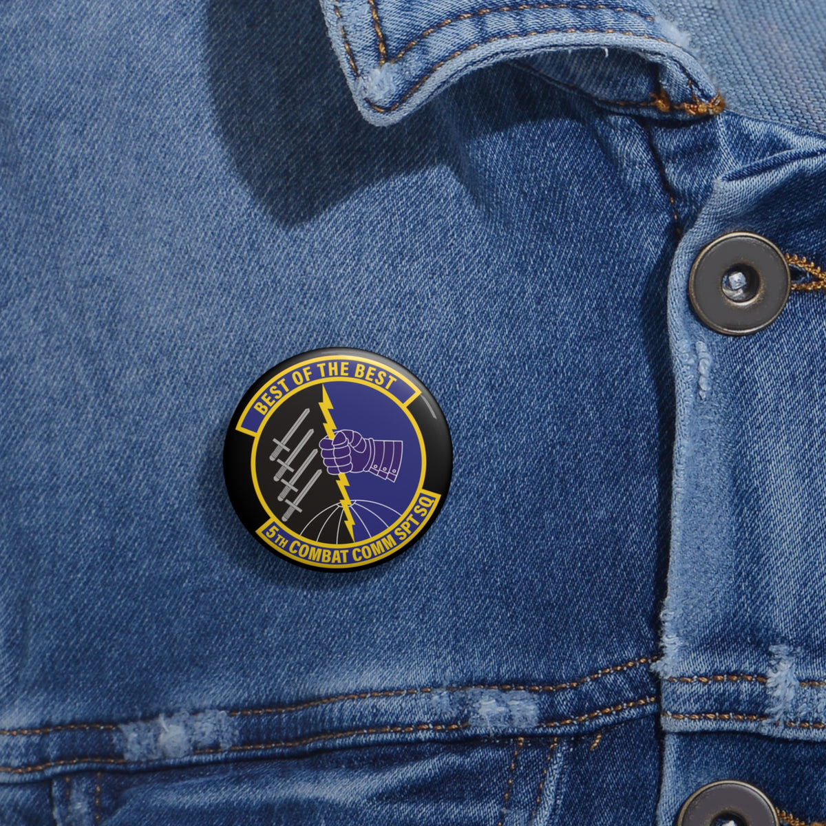 Custom Pin Button - USAF - 5th Combat Communications Support Sq wo txt X 300